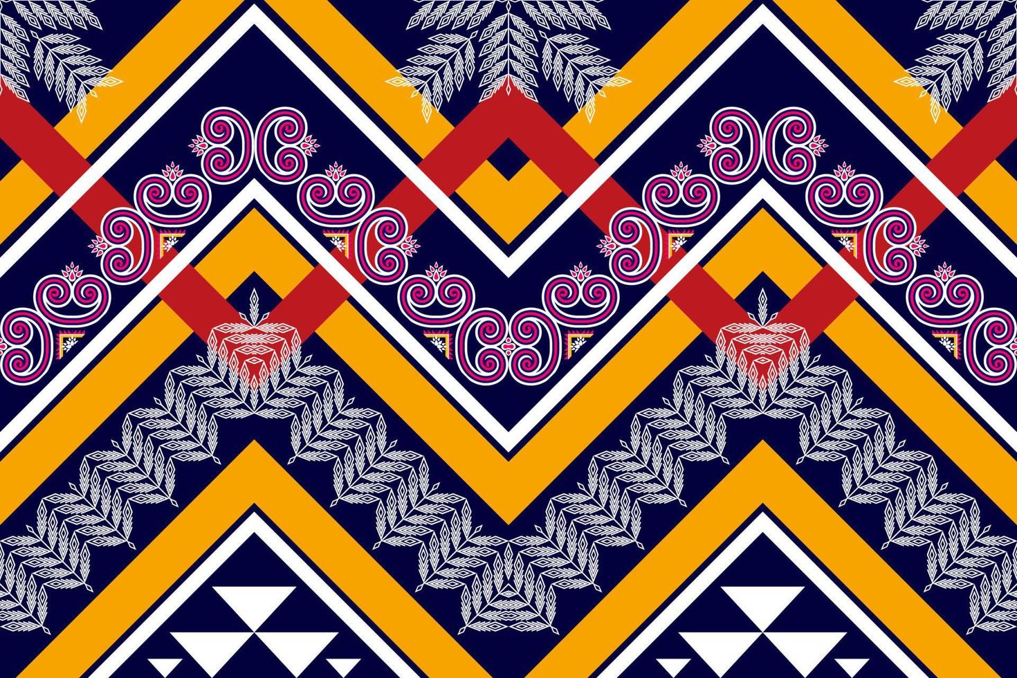 diseño de patrones sin fisuras étnicos ikat. alfombra de tela azteca adornos de mandala decoraciones textiles papel tapiz. motivo tribal boho nativo pavo tradicional bordado vector