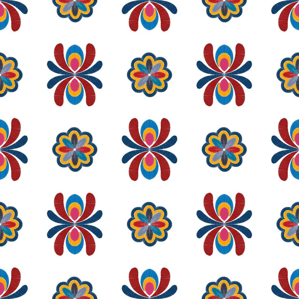 Ikat floral ethnic seamless textile pattern design. Aztec fabric carpet mandala ornaments textile decorations wallpaper. Tribal boho native flower motif traditional embroidery vector background