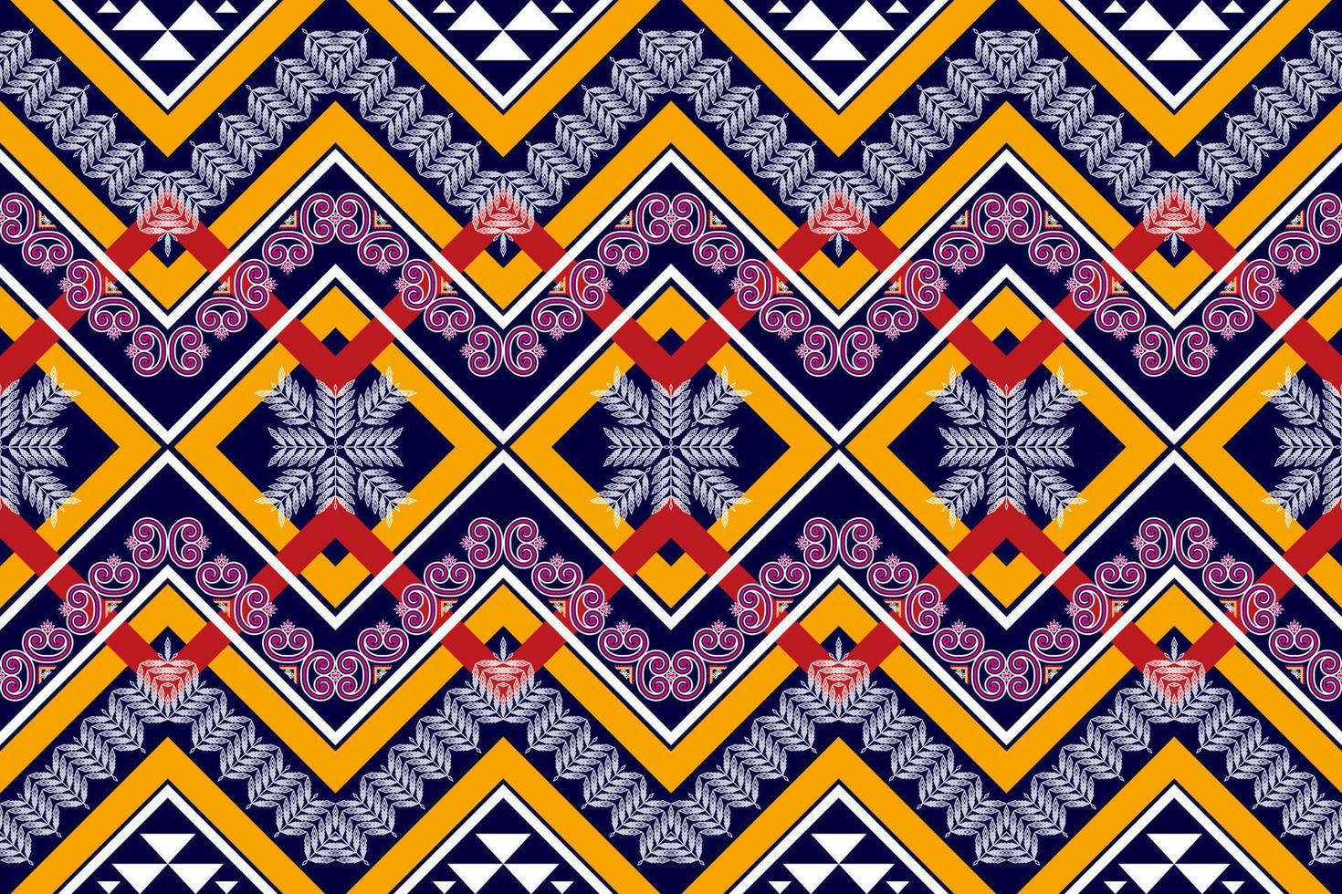 Ikat ethnic seamless pattern design. Aztec fabric carpet mandala ornaments textile decorations wallpaper. Motif tribal boho native turkey traditional embroidery vector