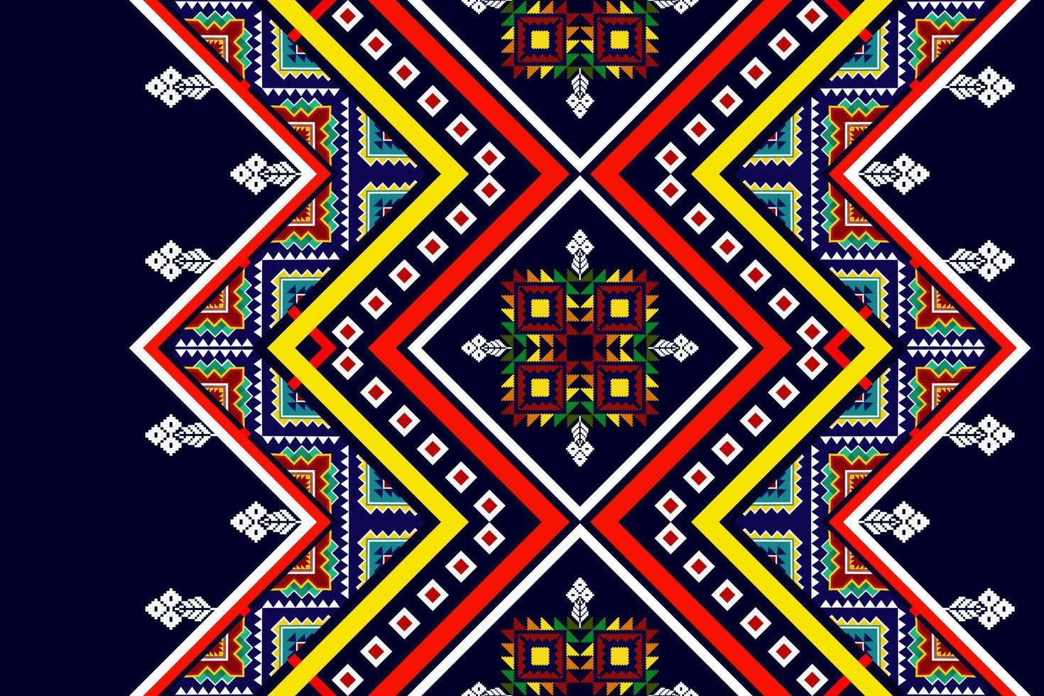 diseño de patrones sin fisuras étnicos ikat. alfombra de tela azteca adornos de mandala decoraciones textiles papel tapiz. motivo tribal boho nativo pavo tradicional bordado vector