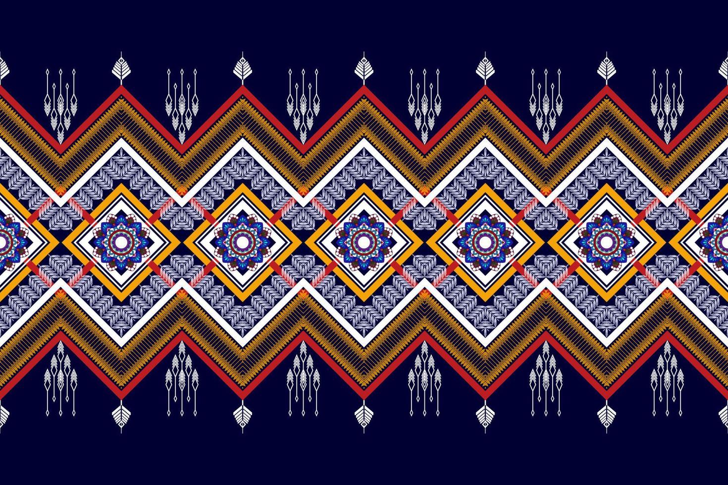 Geometric abstract Ikat ethnic seamless pattern design. Aztec fabric carpet mandala ornaments textile decorations wallpaper. Tribal boho native ethnic turkey traditional embroidery vector background