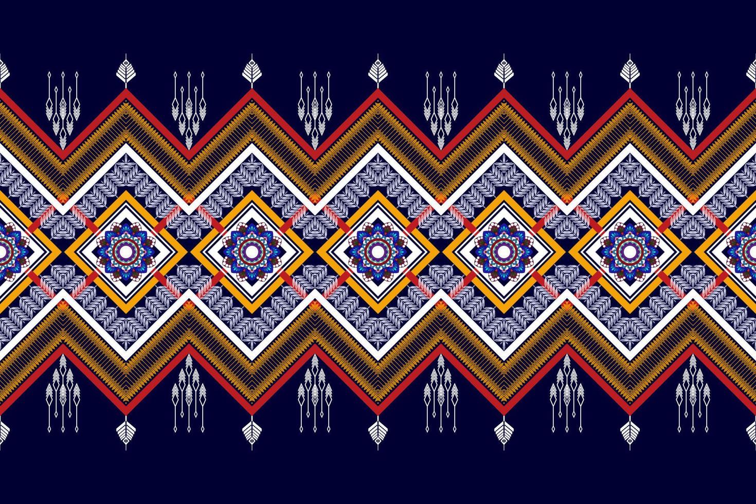 diseño geométrico abstracto étnico ikat de patrones sin fisuras. alfombra de tela azteca adornos de mandala decoraciones textiles papel tapiz. fondo de vector de bordado tradicional de pavo étnico nativo boho tribal