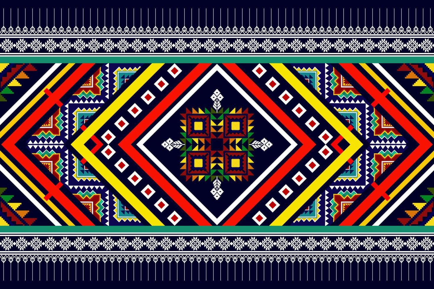 Ikat ethnic seamless pattern design. Aztec fabric carpet mandala ornaments textile decorations wallpaper. Motif tribal boho native turkey traditional embroidery vector