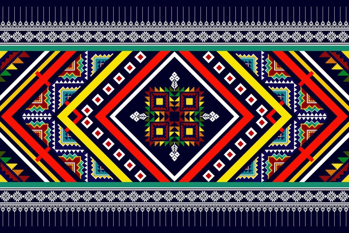 diseño de patrones sin fisuras étnicos ikat. alfombra de tela azteca adornos de mandala decoraciones textiles papel tapiz. motivo tribal boho nativo pavo tradicional bordado vector