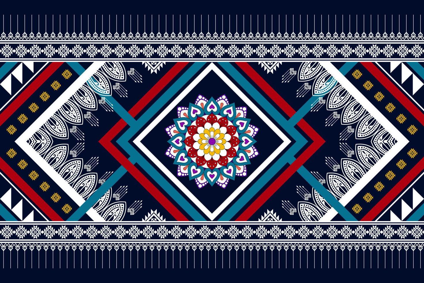 diseño geométrico abstracto étnico sin costuras. alfombra de tela azteca adornos de mandala decoraciones textiles papel tapiz. tribal boho motivo nativo pavo tradicional bordado vector fondo