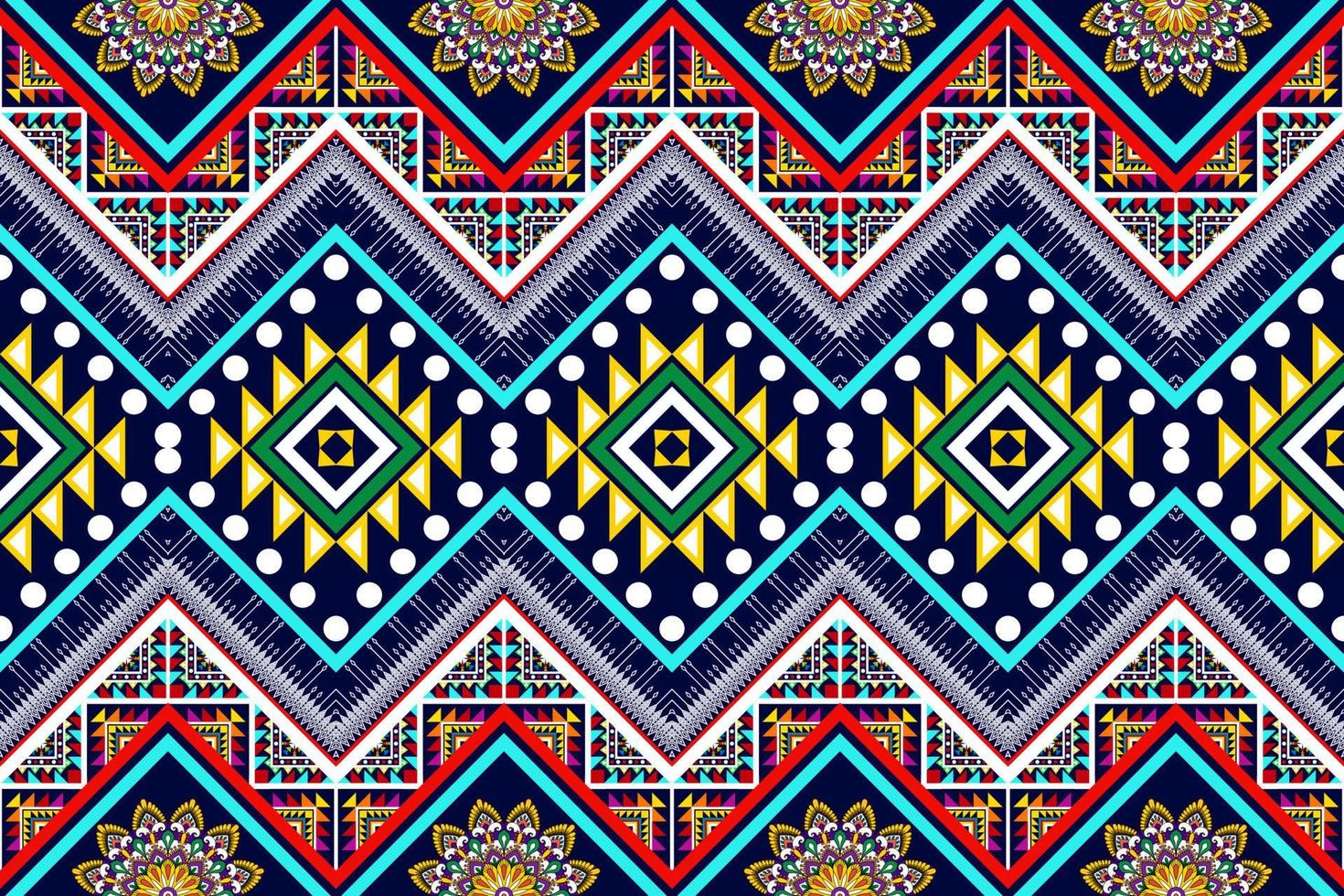 Ikat ethnic seamless pattern design. Aztec fabric carpet mandala ornaments textile decorations wallpaper. Motif tribal boho native turkey traditional embroidery vector