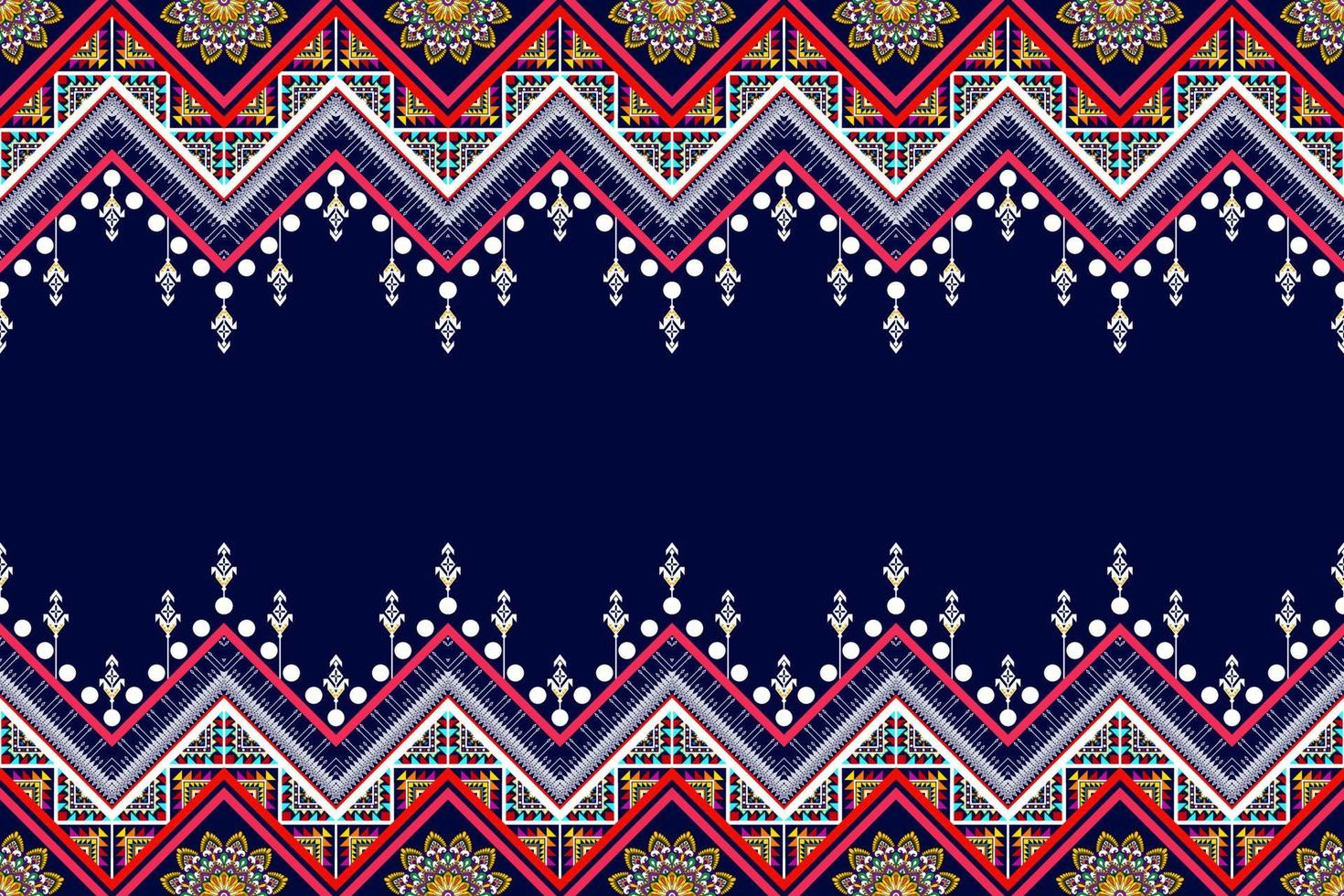 diseño de patrones sin fisuras étnicos ikat. alfombra de tela azteca adornos de mandala decoraciones textiles papel tapiz. motivo tribal boho nativo pavo tradicional bordado vector