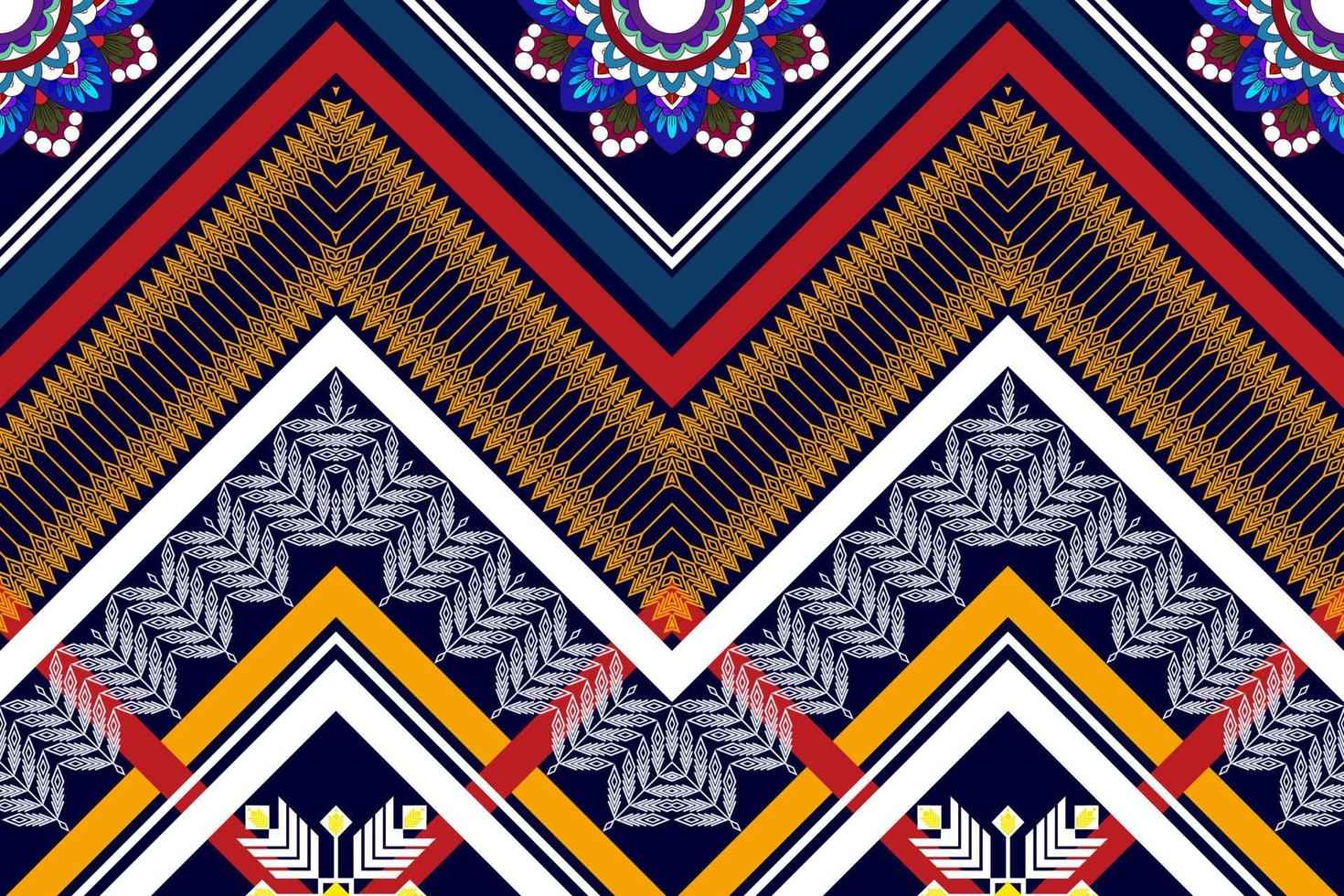 Geometric abstract Ikat ethnic seamless pattern design. Aztec fabric carpet mandala ornaments textile decorations wallpaper. Tribal boho native ethnic turkey traditional embroidery vector background