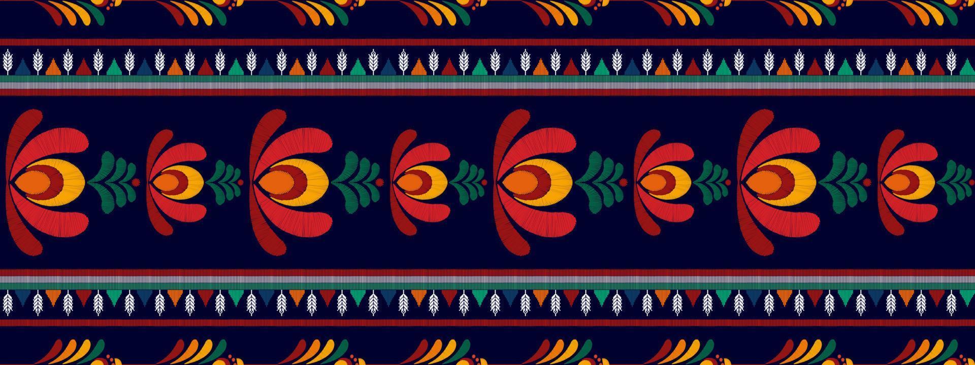 Ikat floral ethnic seamless textile pattern design. Aztec fabric carpet mandala ornaments textile decorations wallpaper. Tribal boho native flower motif traditional embroidery vector background