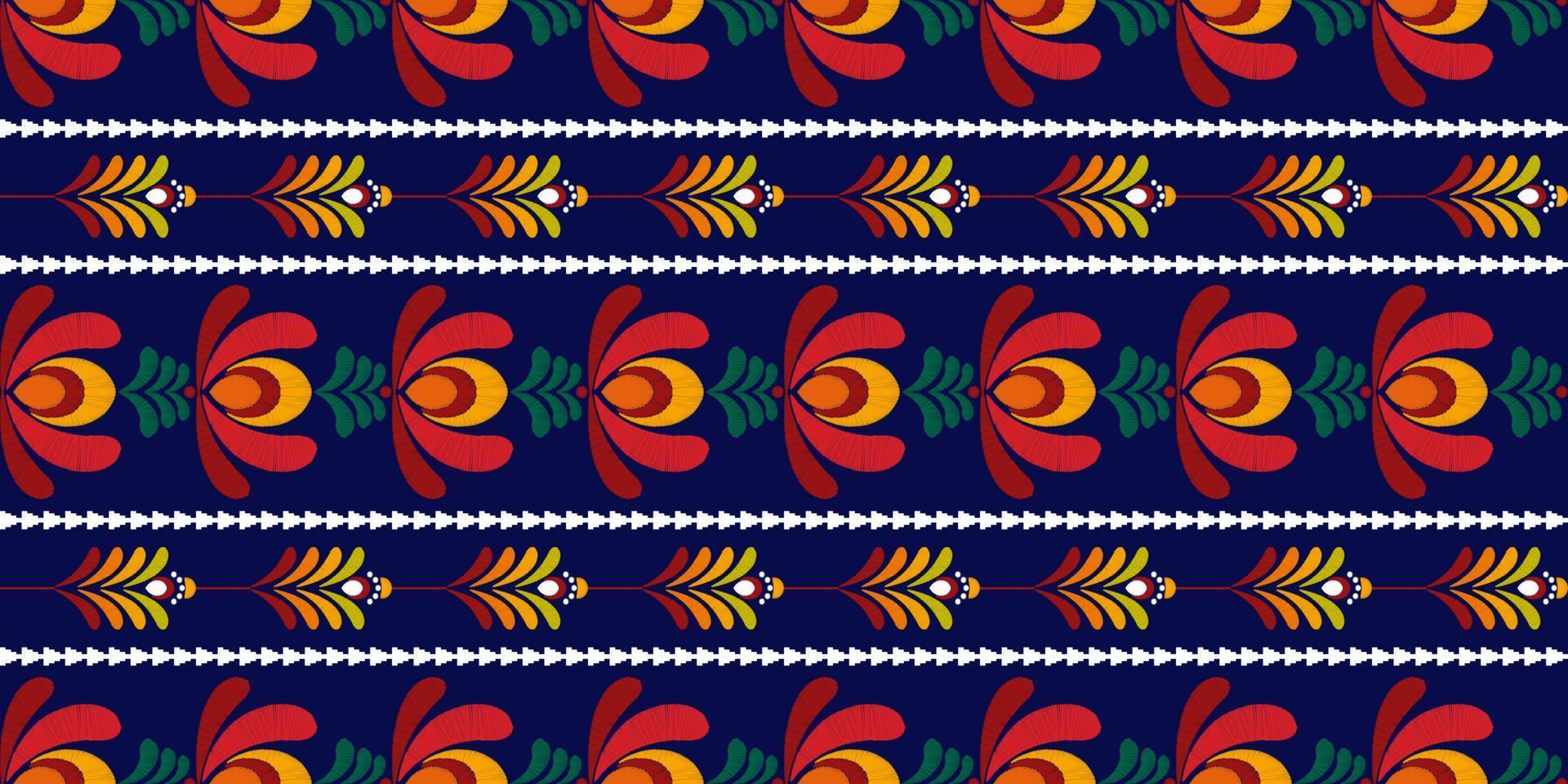 Ikat floral ethnic seamless textile pattern design. Aztec fabric carpet mandala ornaments textile decorations wallpaper. Tribal boho native flower motif traditional embroidery vector background
