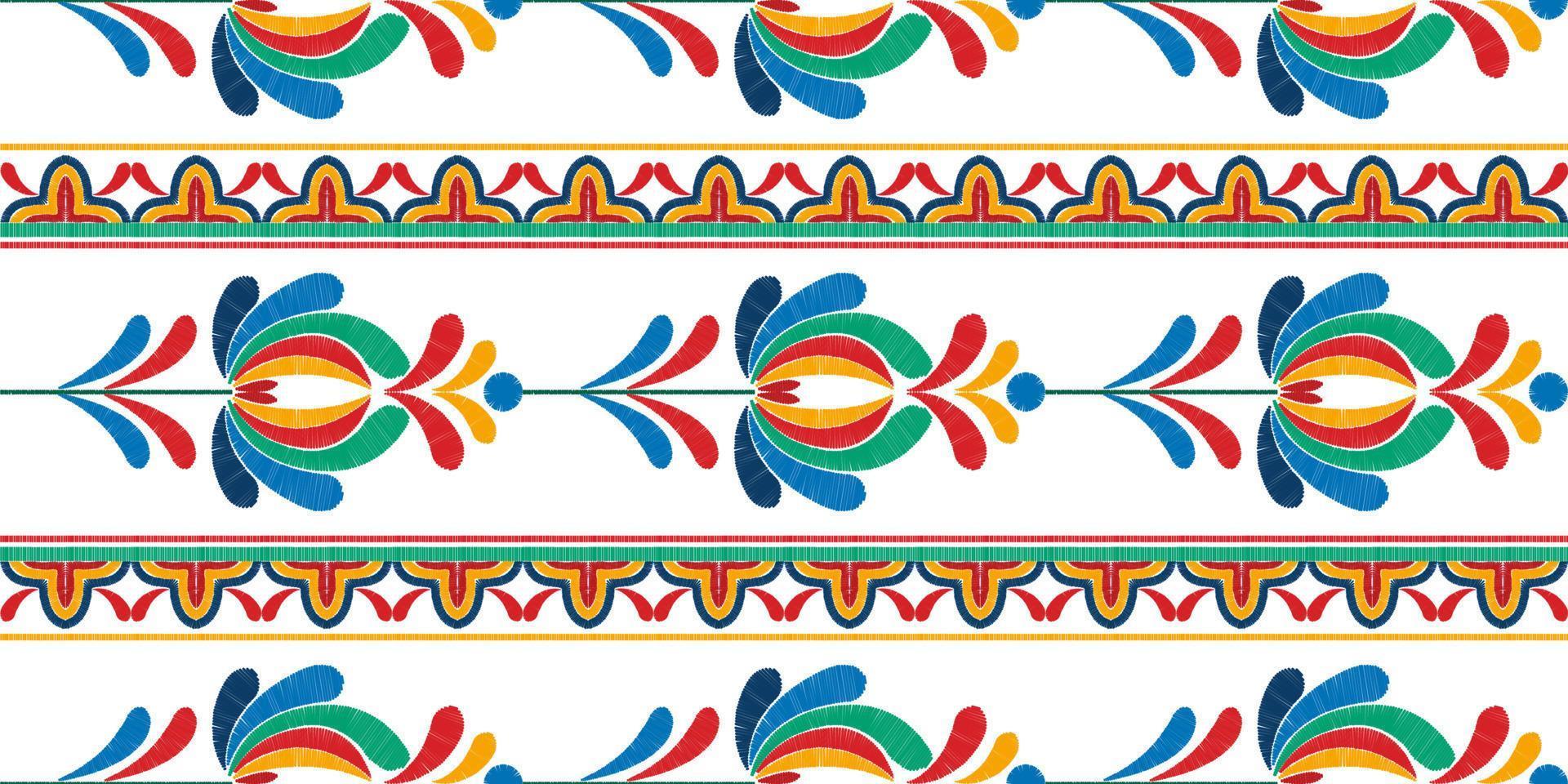 Ikat floral ethnic seamless textile pattern design. Aztec fabric carpet mandala ornaments textile decorations wallpaper. Tribal boho native flower motif traditional embroidery vector background