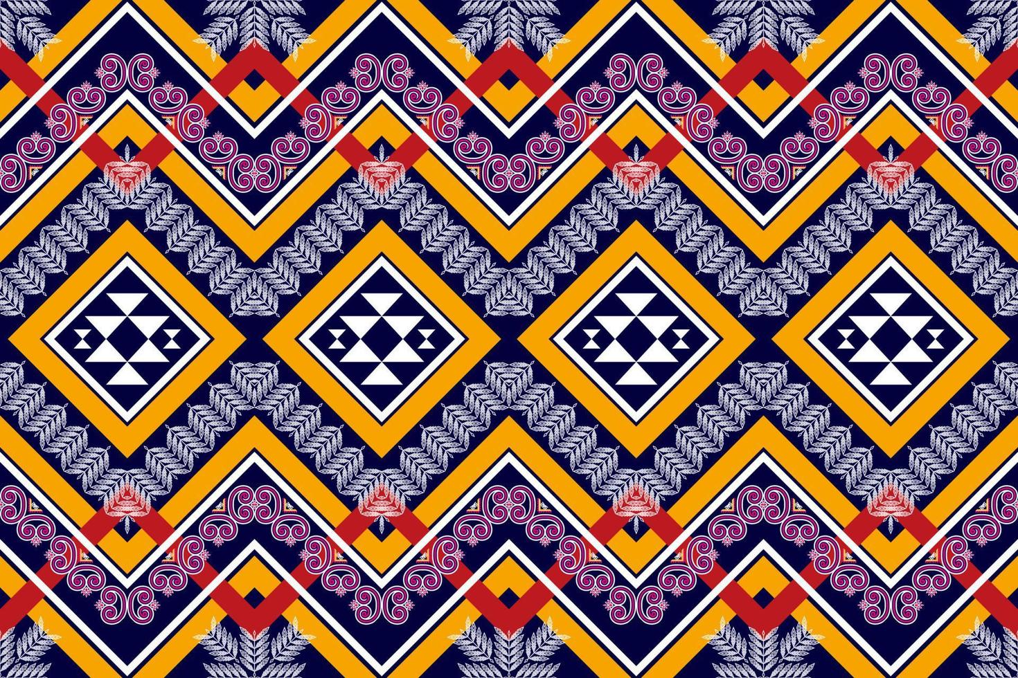 Ikat ethnic seamless pattern design. Aztec fabric carpet mandala ornaments textile decorations wallpaper. Motif tribal boho native turkey traditional embroidery vector