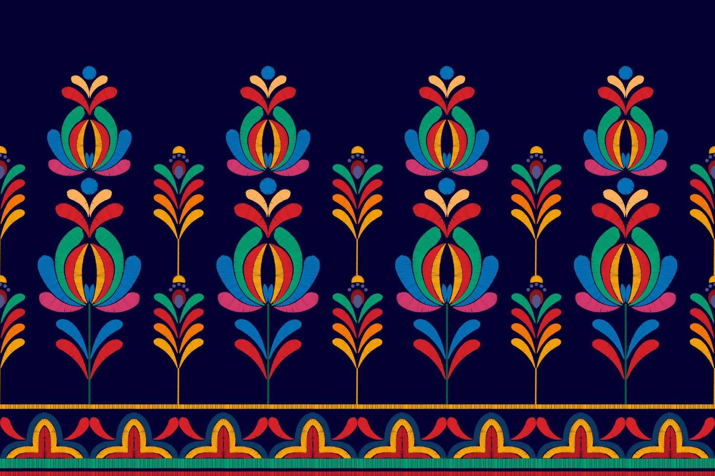 Ikat floral ethnic seamless textile pattern design. Aztec fabric carpet mandala ornaments textile decorations wallpaper. Tribal boho native flower motif traditional embroidery vector background