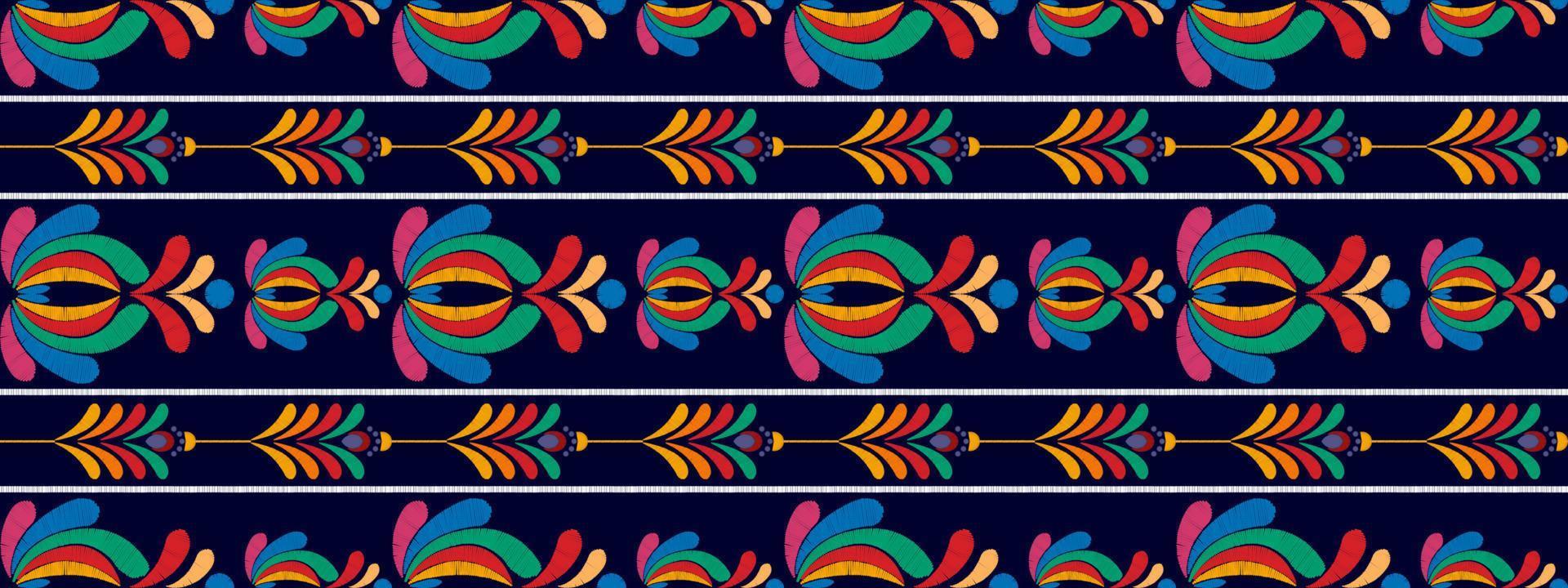Ikat floral ethnic seamless textile pattern design. Aztec fabric carpet mandala ornaments textile decorations wallpaper. Tribal boho native flower motif traditional embroidery vector background