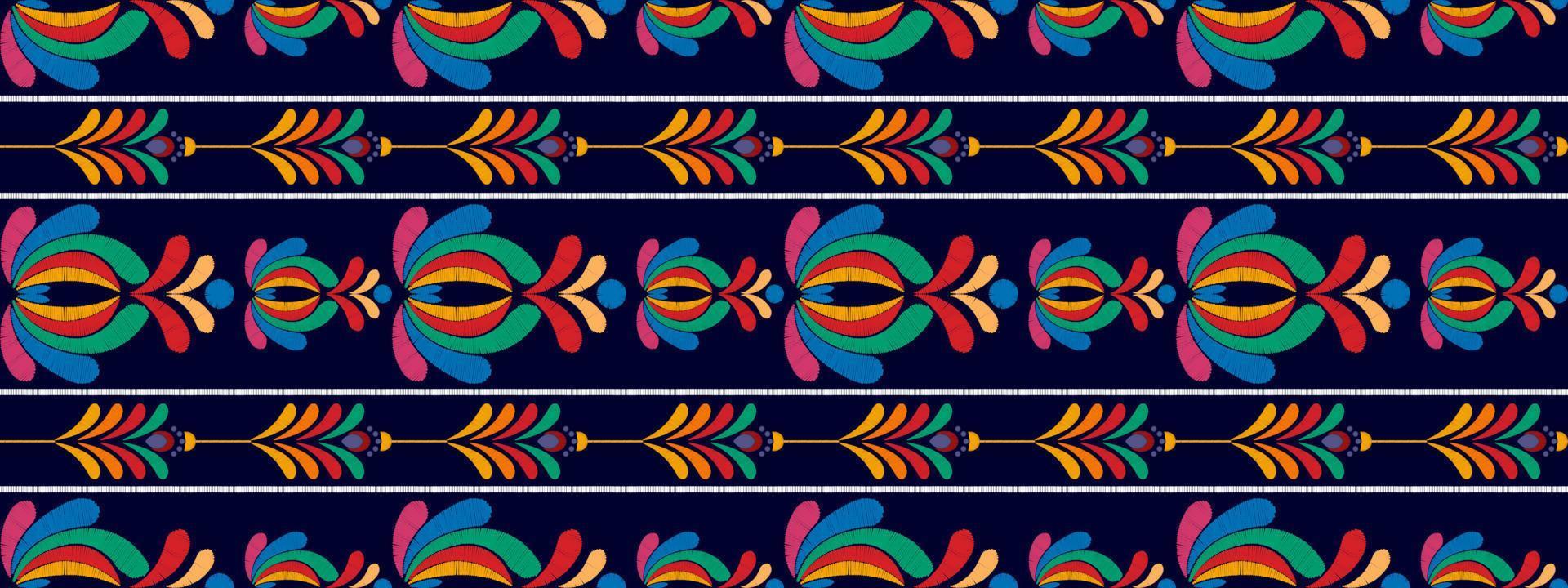 Ikat floral ethnic seamless textile pattern design. Aztec fabric carpet mandala ornaments textile decorations wallpaper. Tribal boho native flower motif traditional embroidery vector background