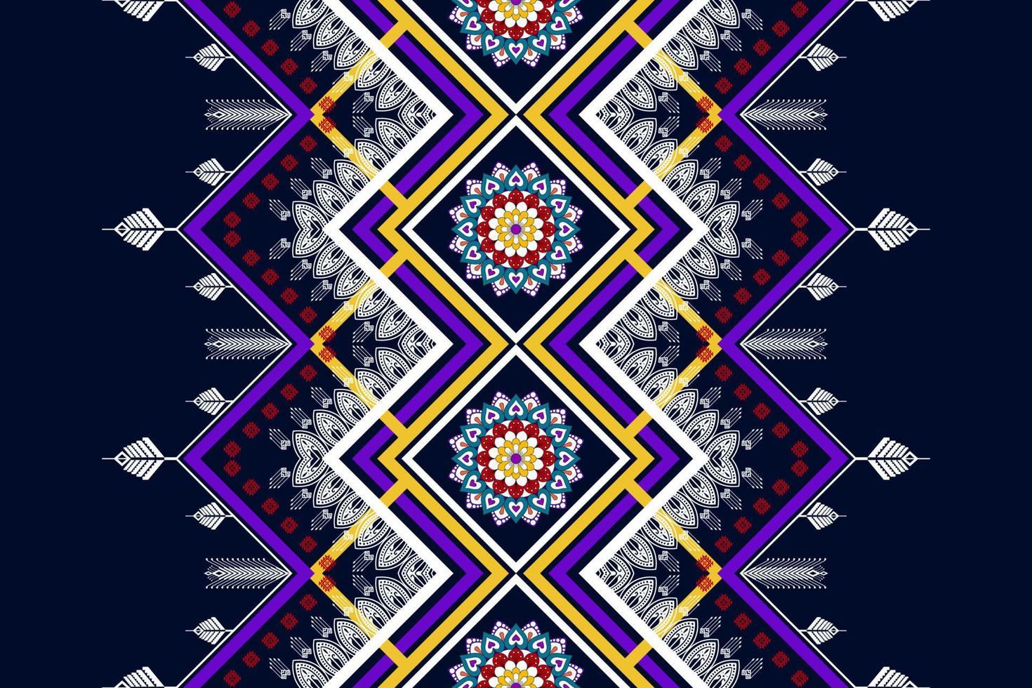 diseño geométrico abstracto étnico sin costuras. alfombra de tela azteca adornos de mandala decoraciones textiles papel tapiz. tribal boho motivo nativo pavo tradicional bordado vector fondo