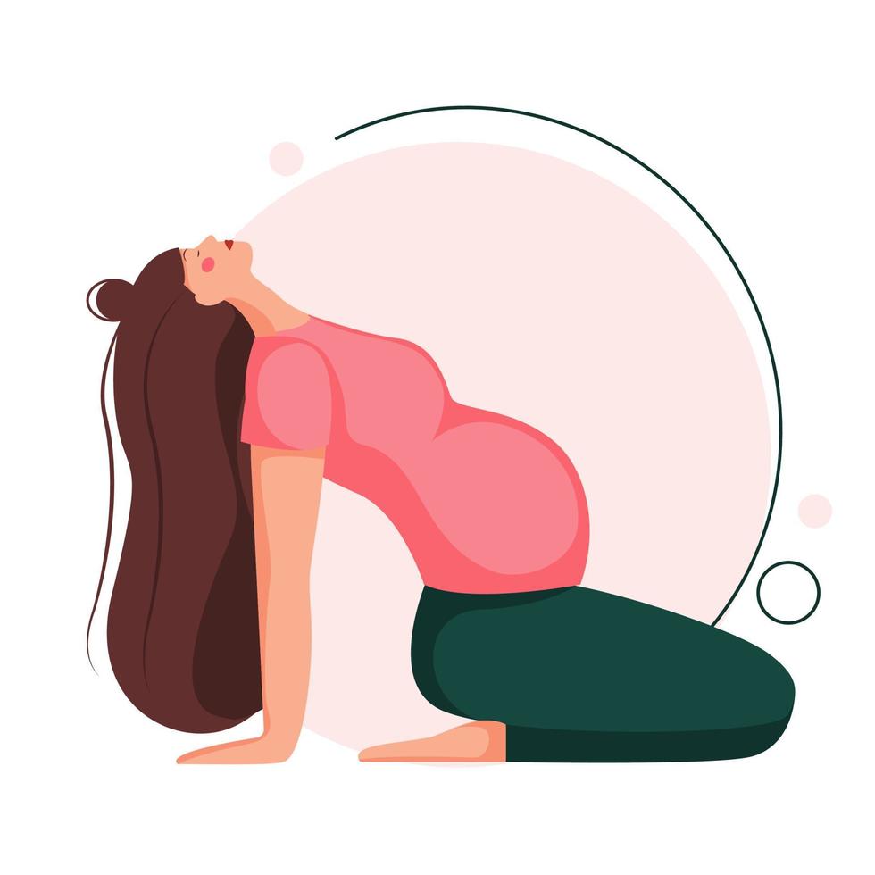 yoga para mujeres embarazadas en estilo de dibujos animados vector