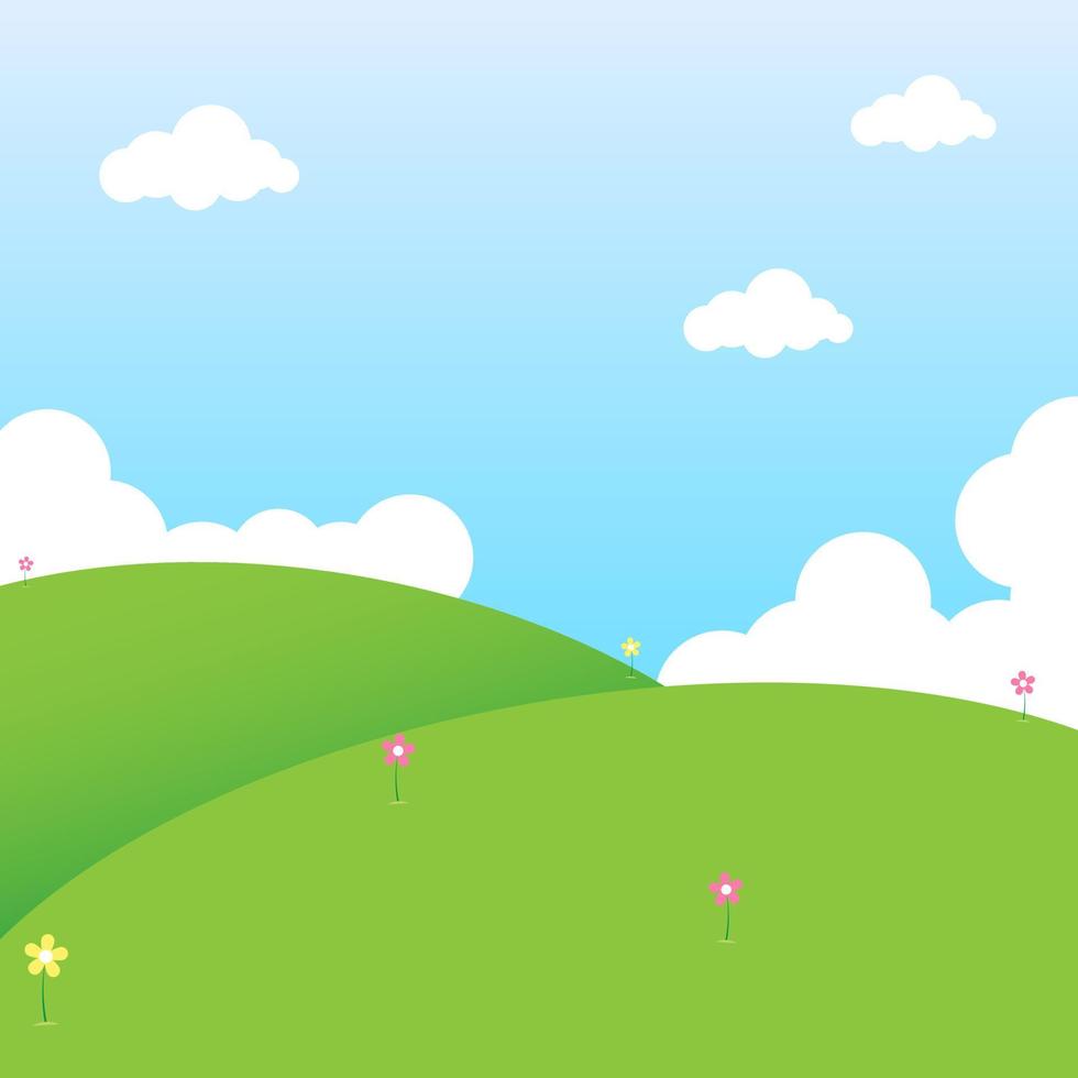 fondo de naturaleza con cielo y campo verde vector