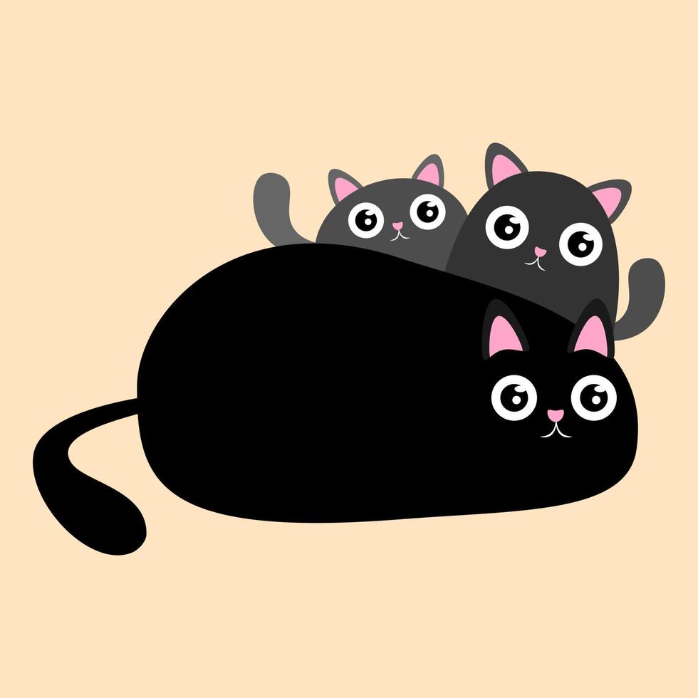 tres gatos negros con ojos parpadeantes vector