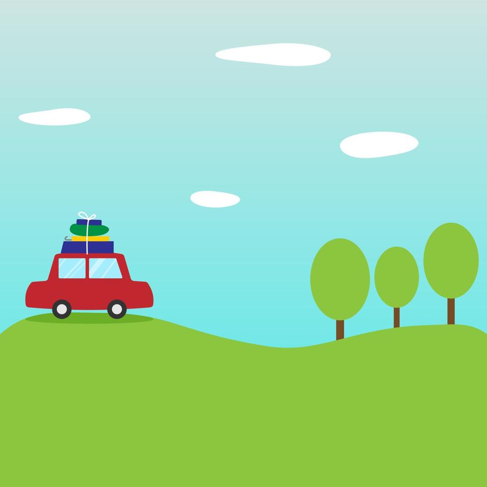 car travel on the weekend vector