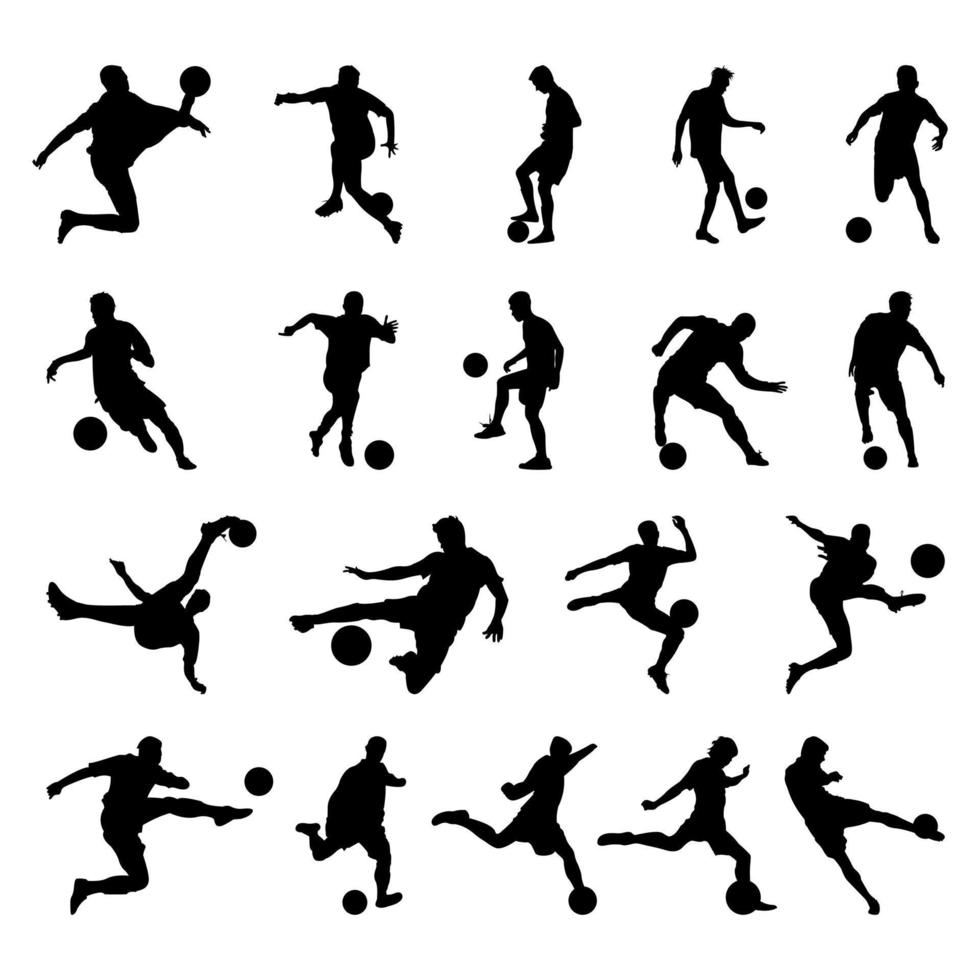 Male Football Players Silhouette vector