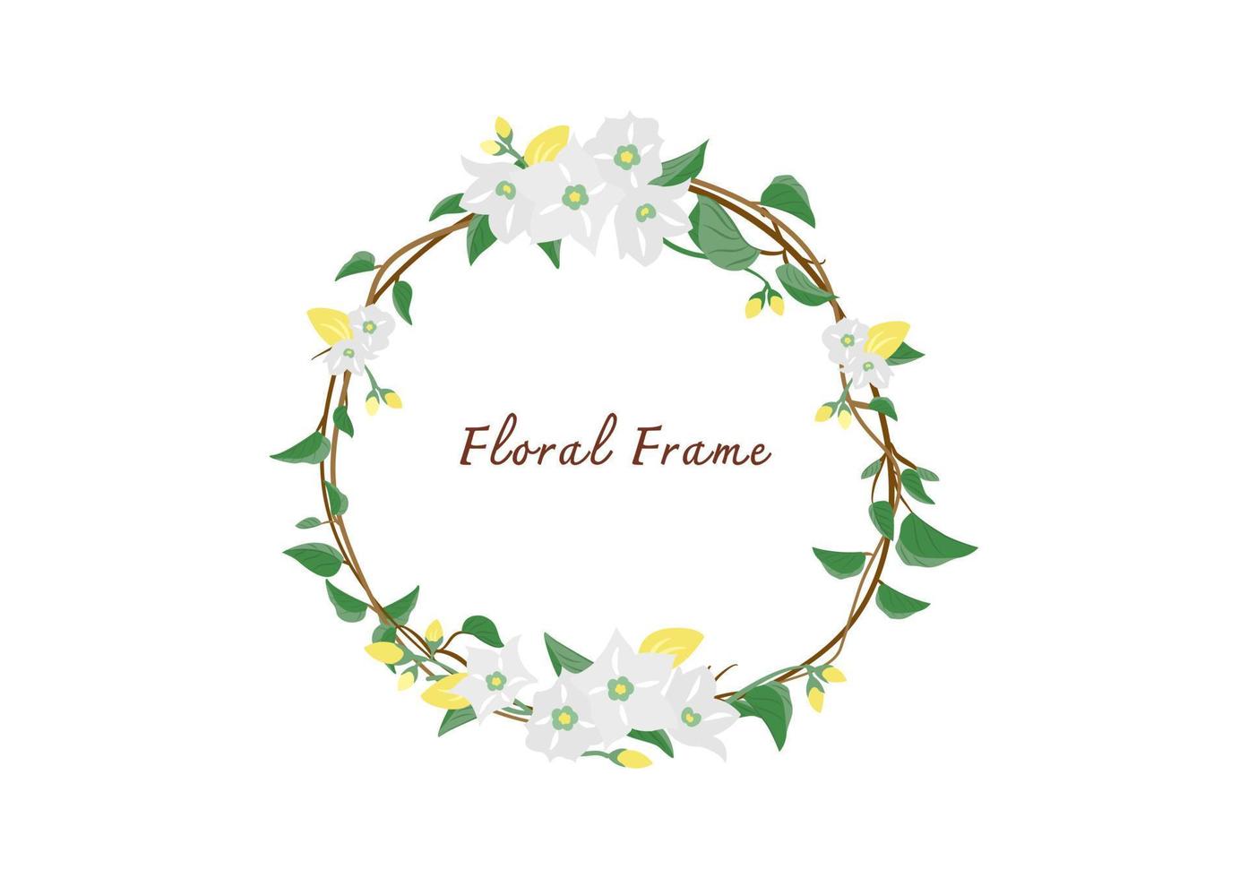 blooming bread Vallaris flower floral crown frame vector background