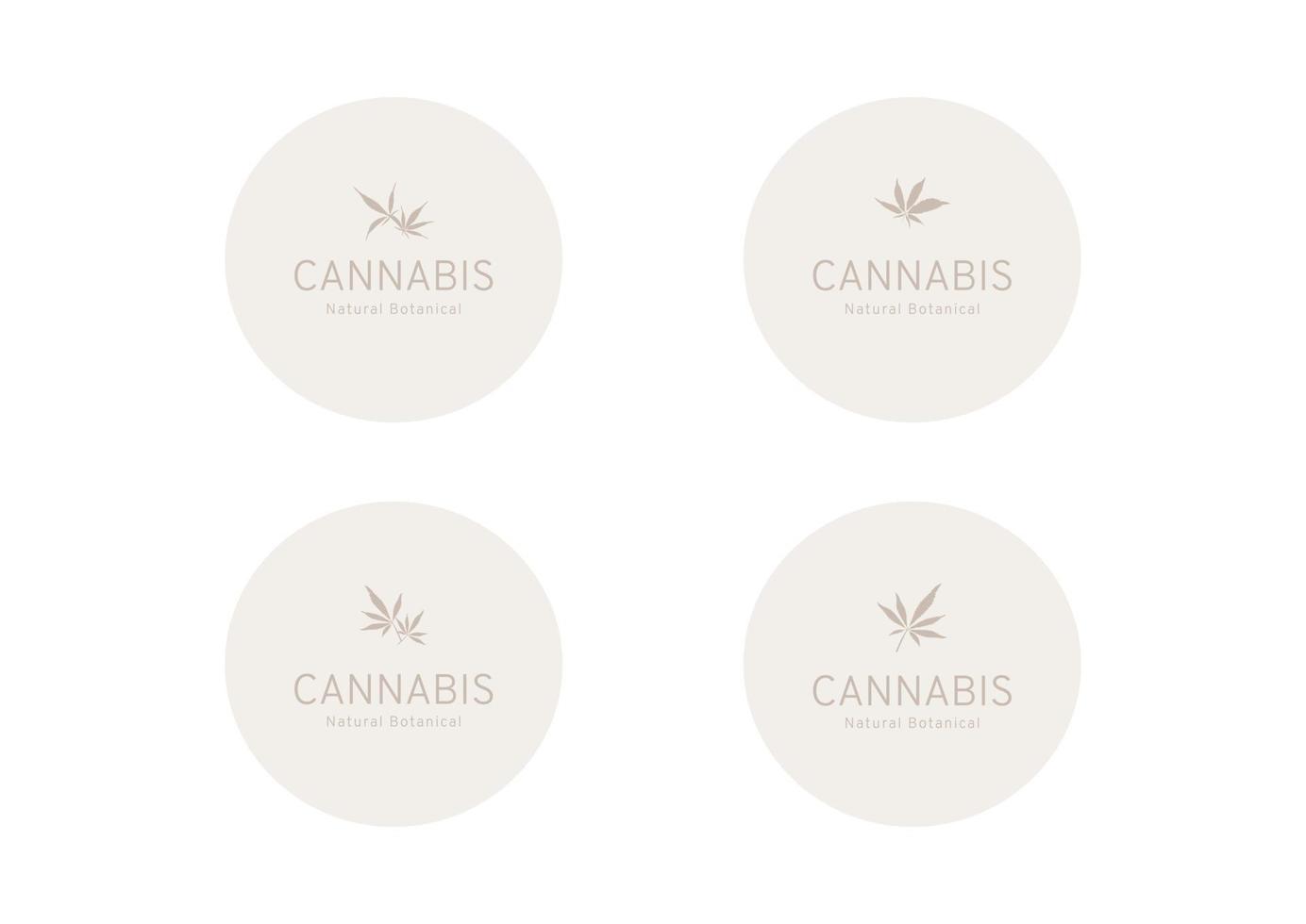 Set of cannabis logo banner or hemp label tag vector