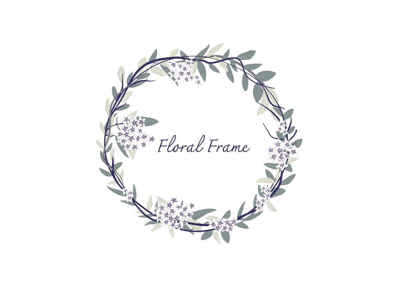 Hoya flower with green foliage floral crown frame vector