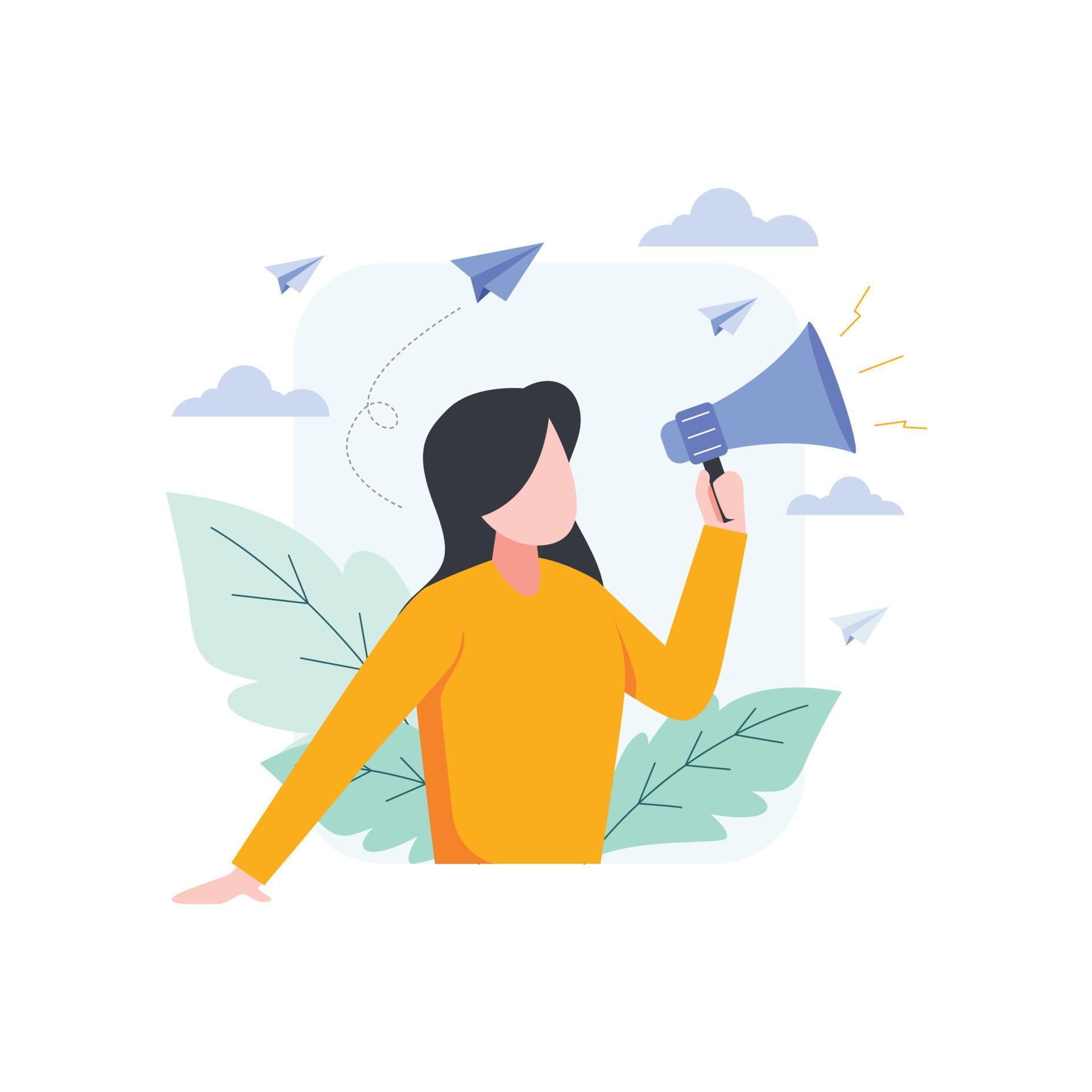 Woman with megaphone illustration 9006993 Vector Art at Vecteezy
