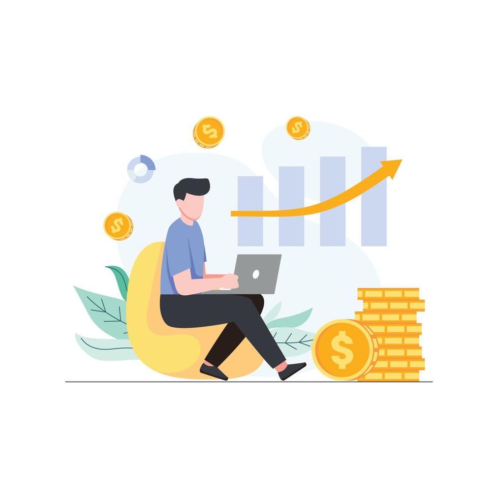 Man monitoring business investment vector