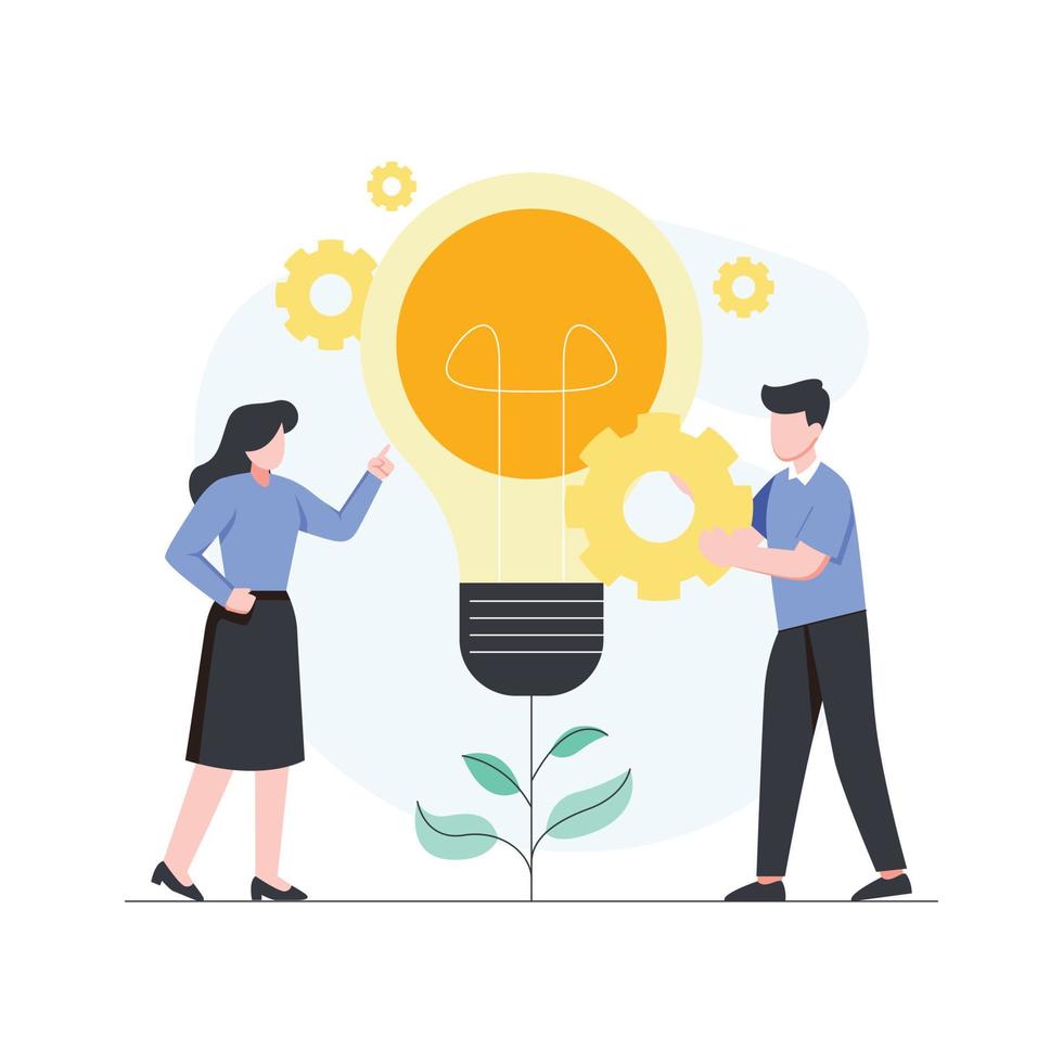 Business team work with bulb illustration vector