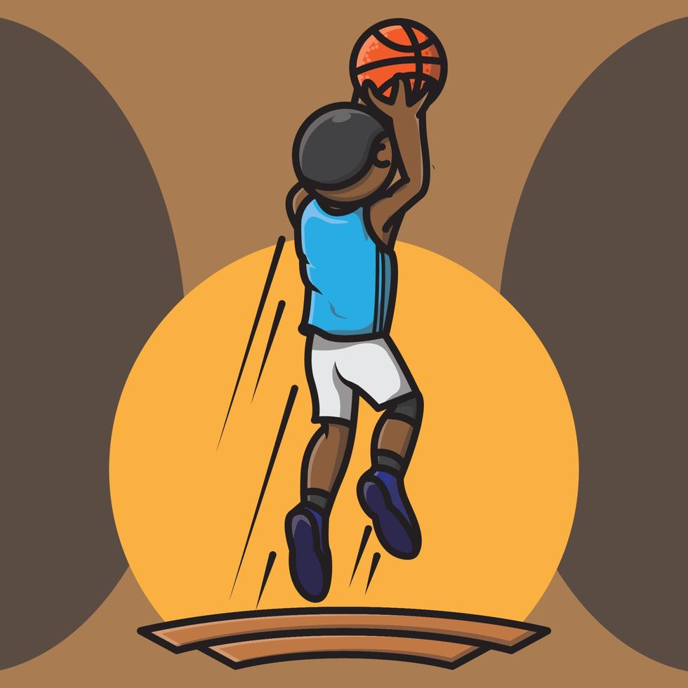 basketball player icon doing jumpshoot vector