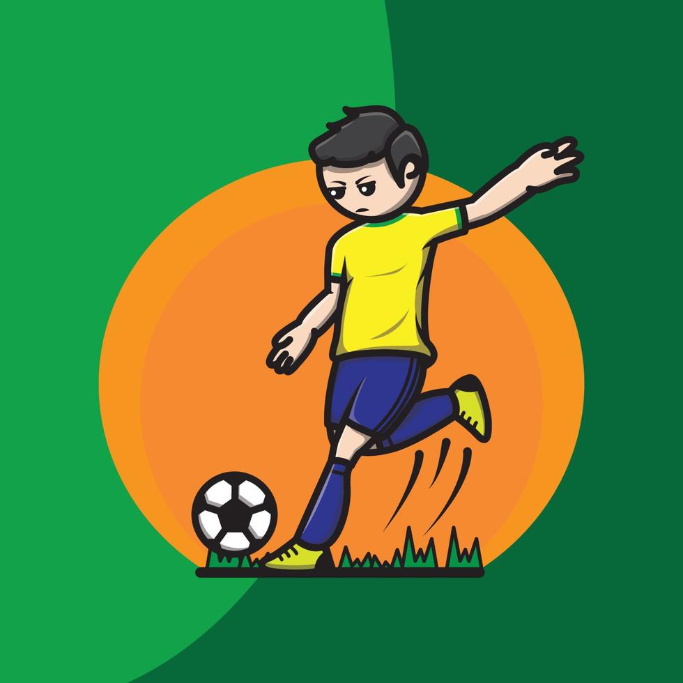 icono de jugador de fútbol dispara la pelota vector