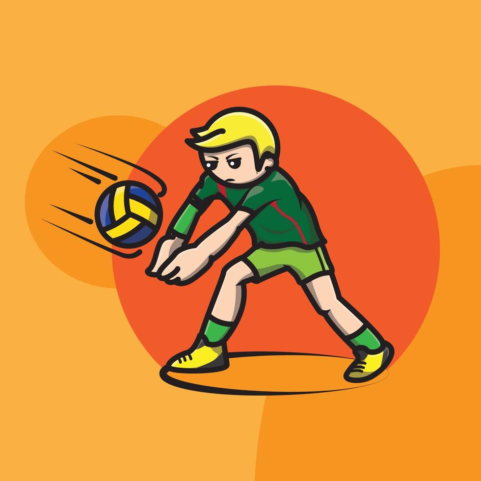 icono de jugador de voleibol haciendo recibir vector