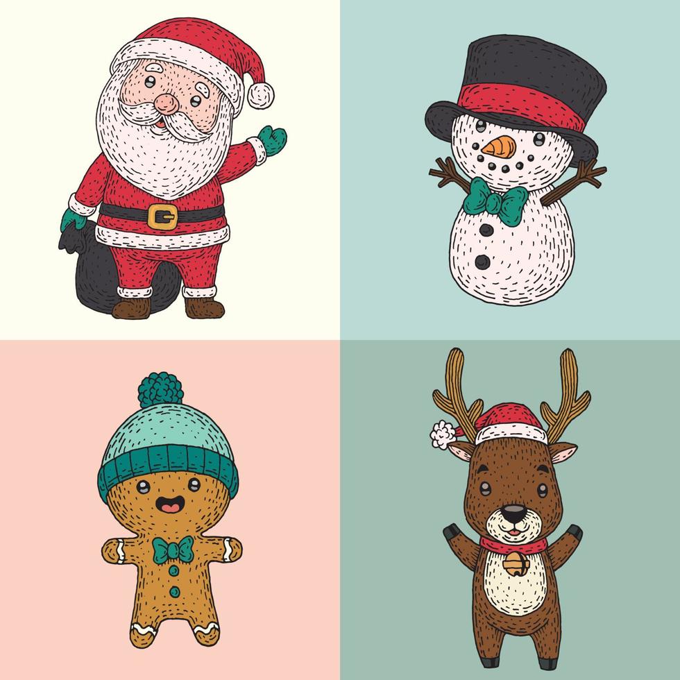 colección de personajes lindos de navidad vector