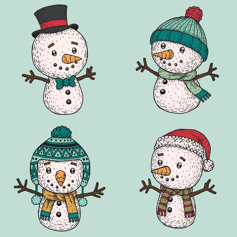 Snowman character set collection vector