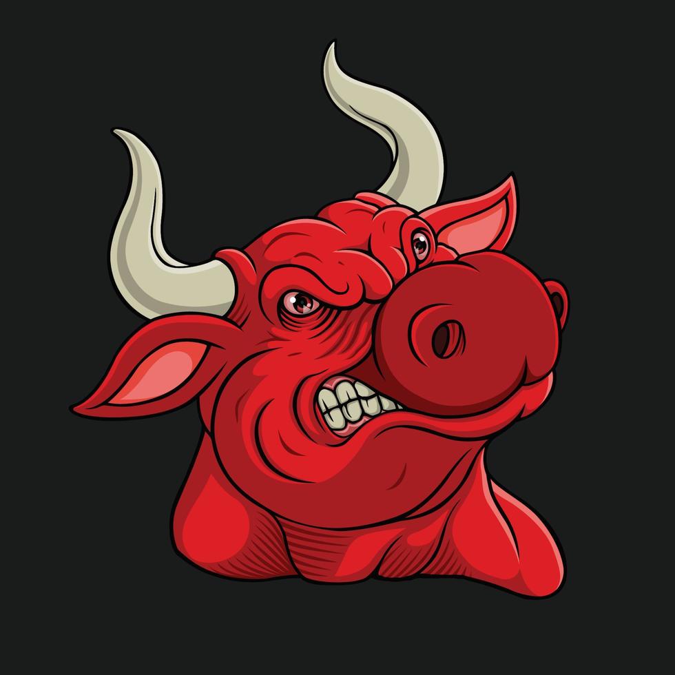 Angry red bulls mascot vector