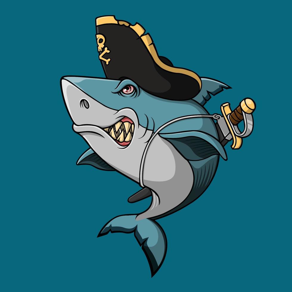 Pirate shark cartoon. vector