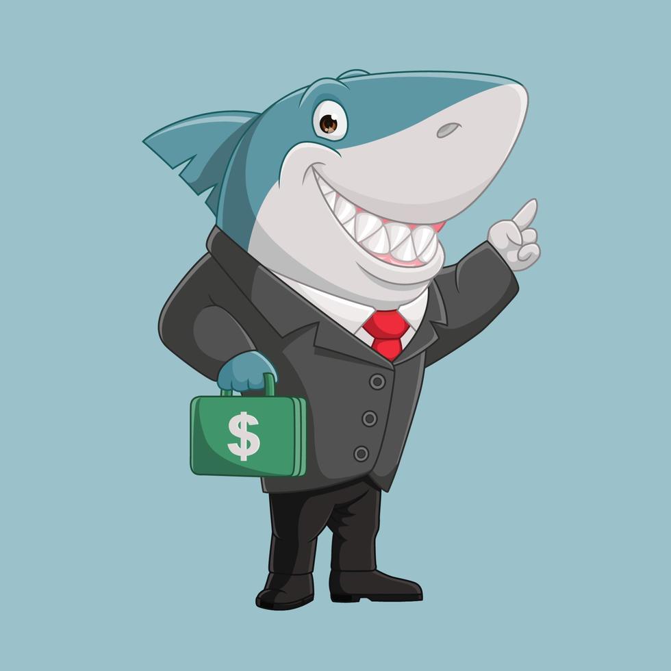 cartoon shark business. vector