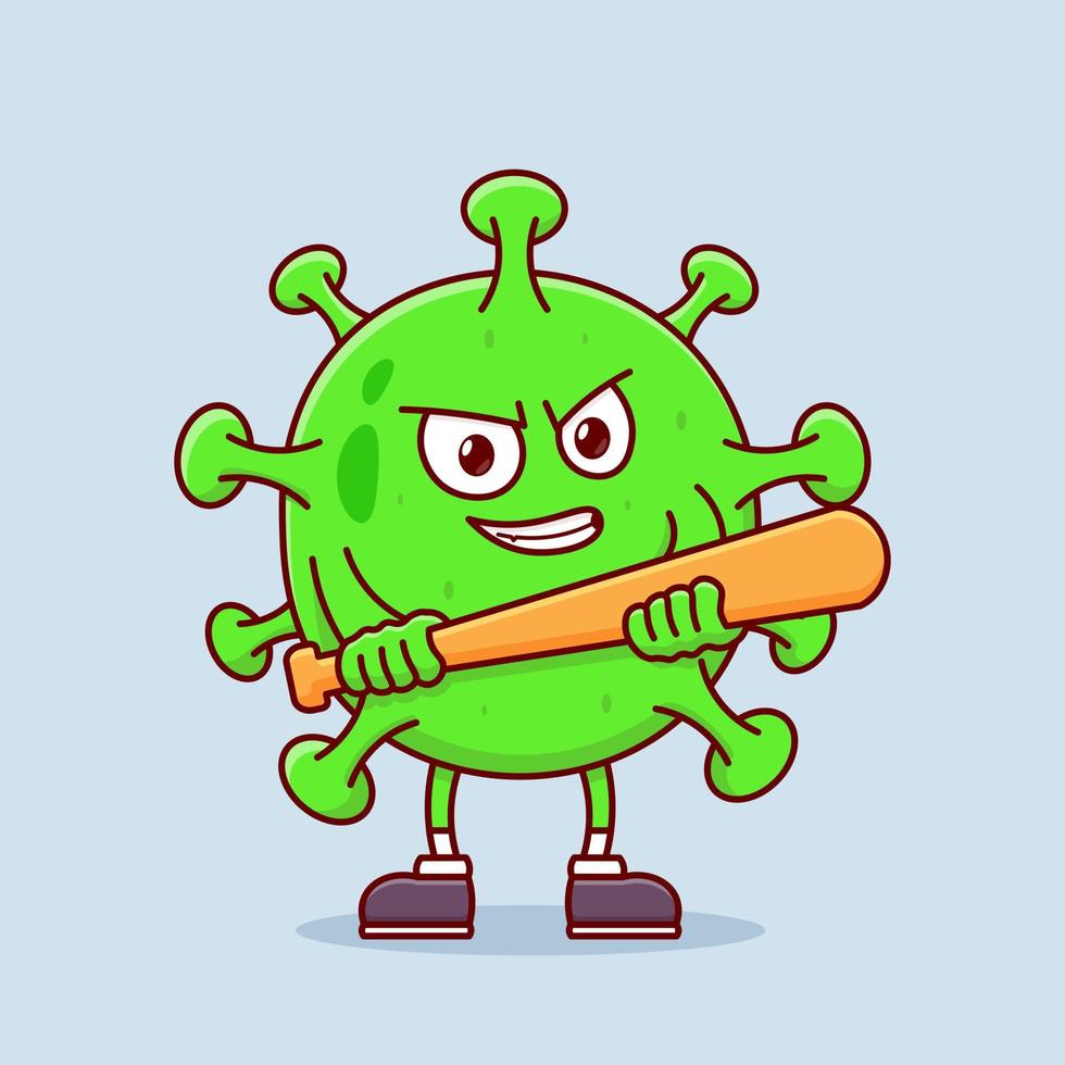 Virus mascot cartoon vector icon illustration isolated object
