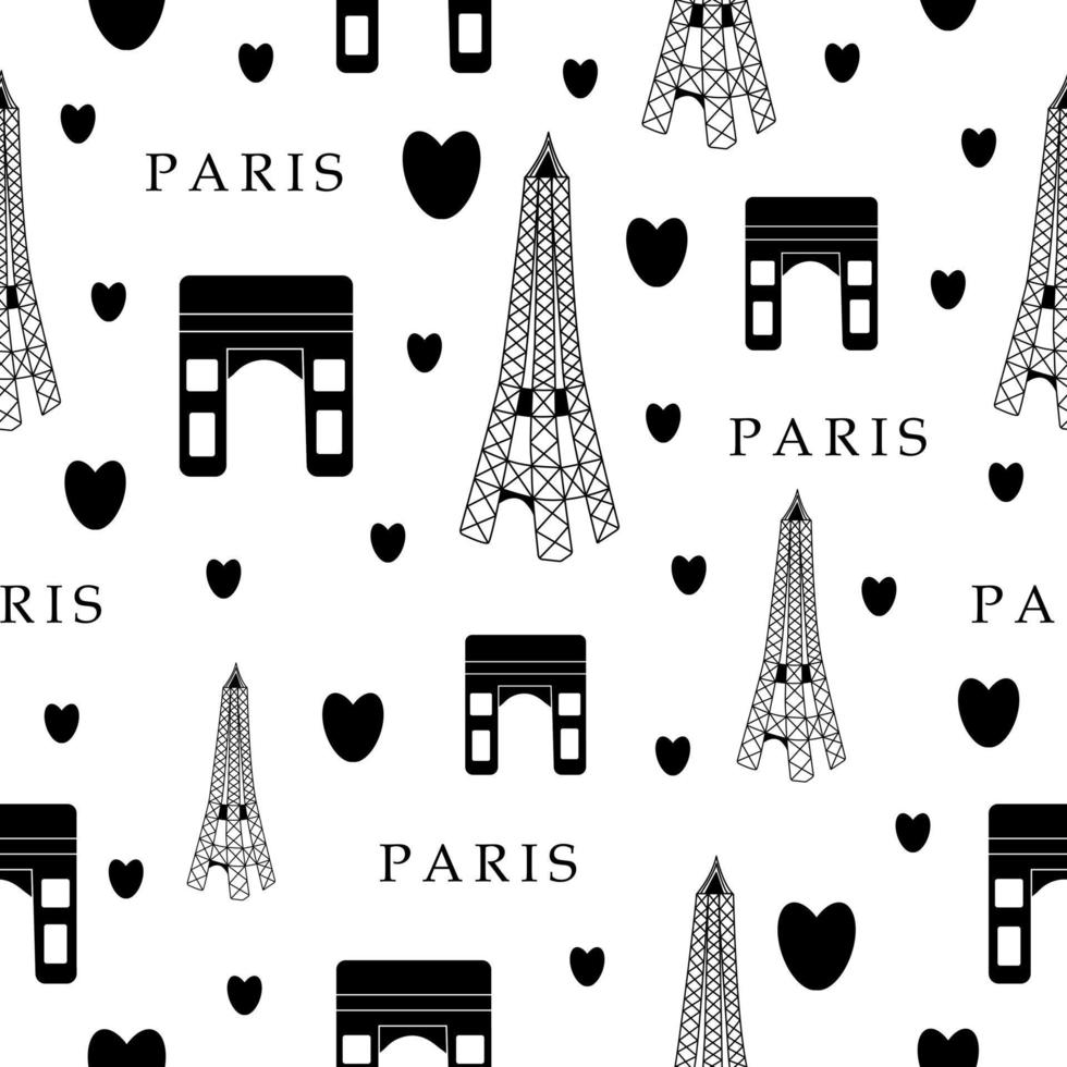 Paris city, seamless pattern vector