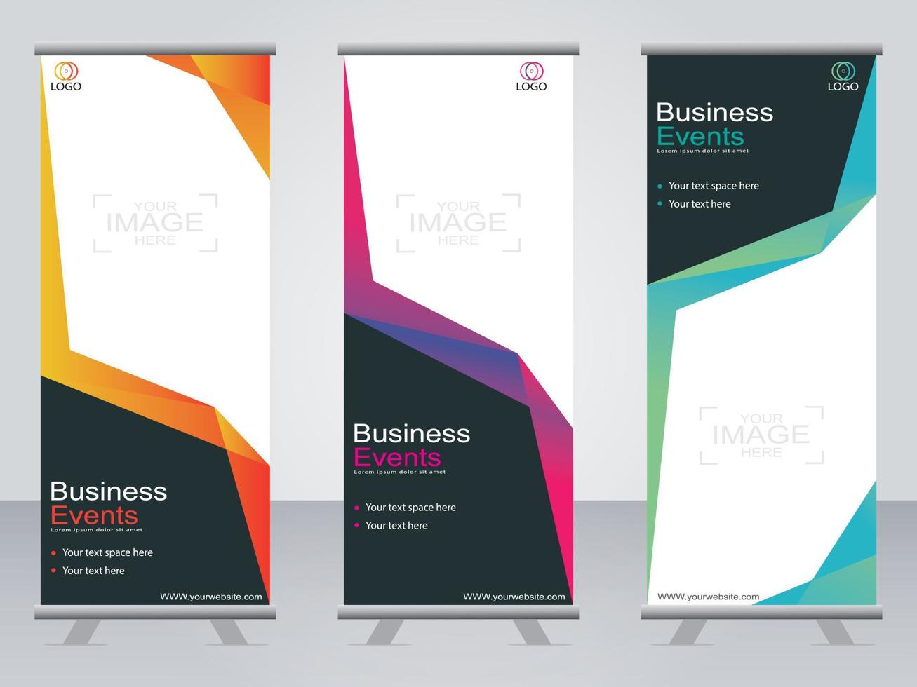 Business banner roll up set  standee banner template. vector