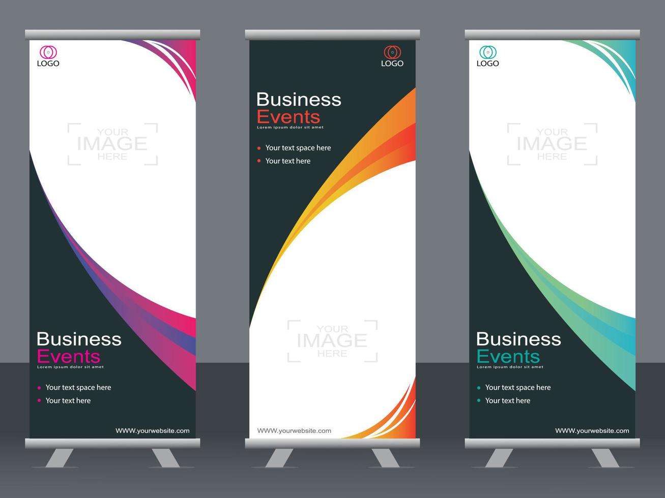 Business banner roll up set  standee banner template. vector
