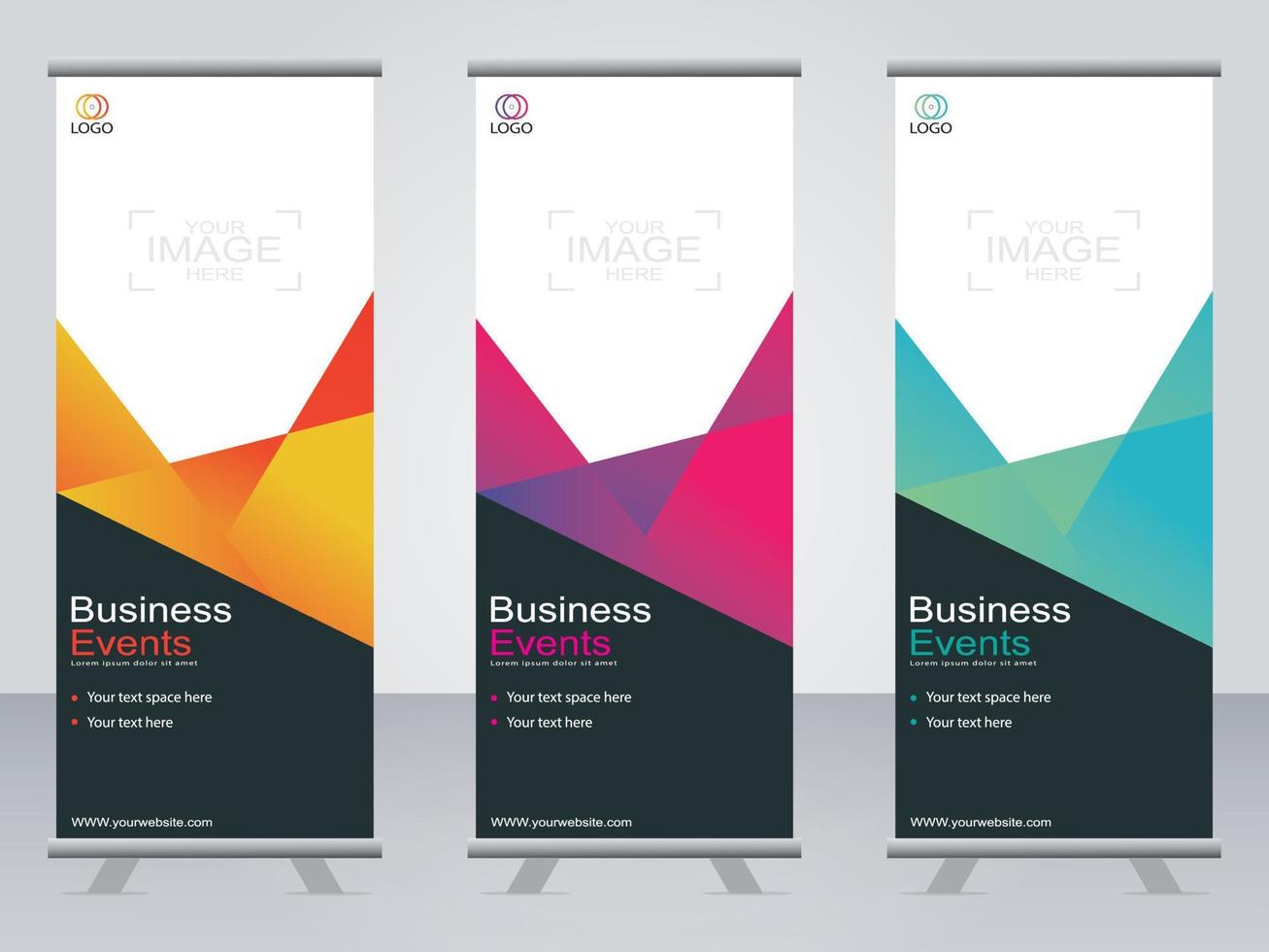 Business banner roll up set  standee banner template. vector