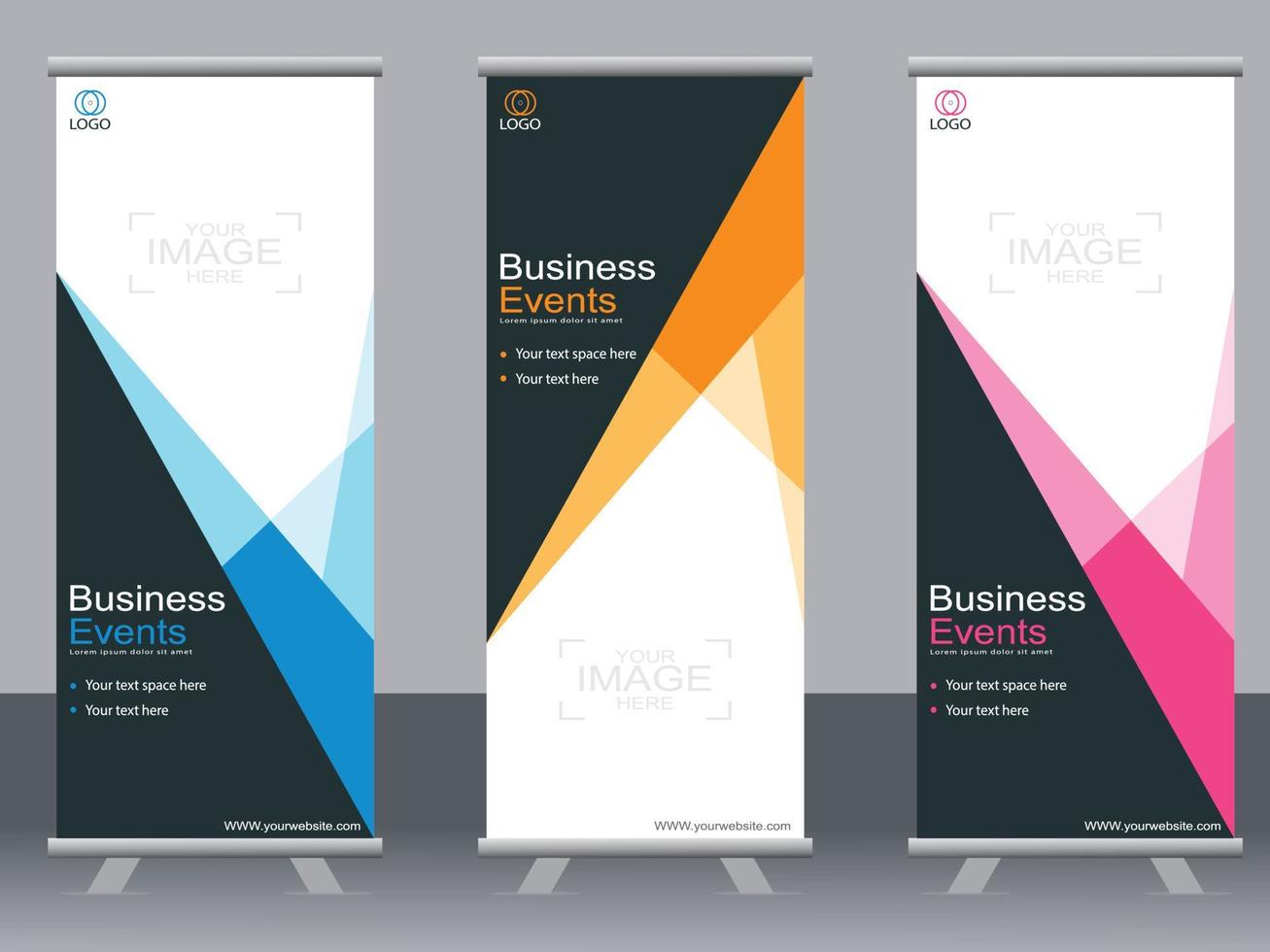 Business banner roll up set  standee banner template. vector