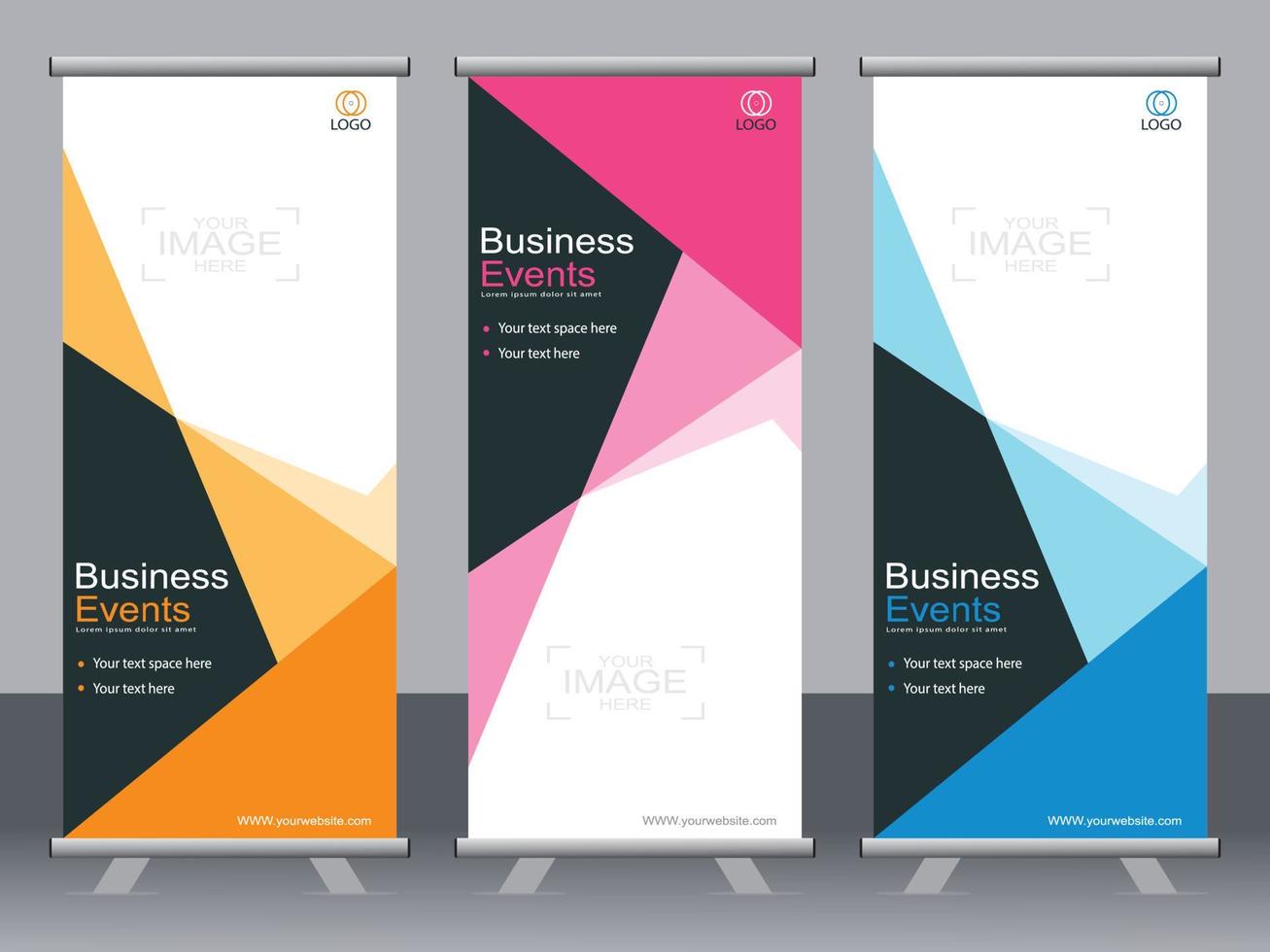Business banner roll up set standee banner template. vector