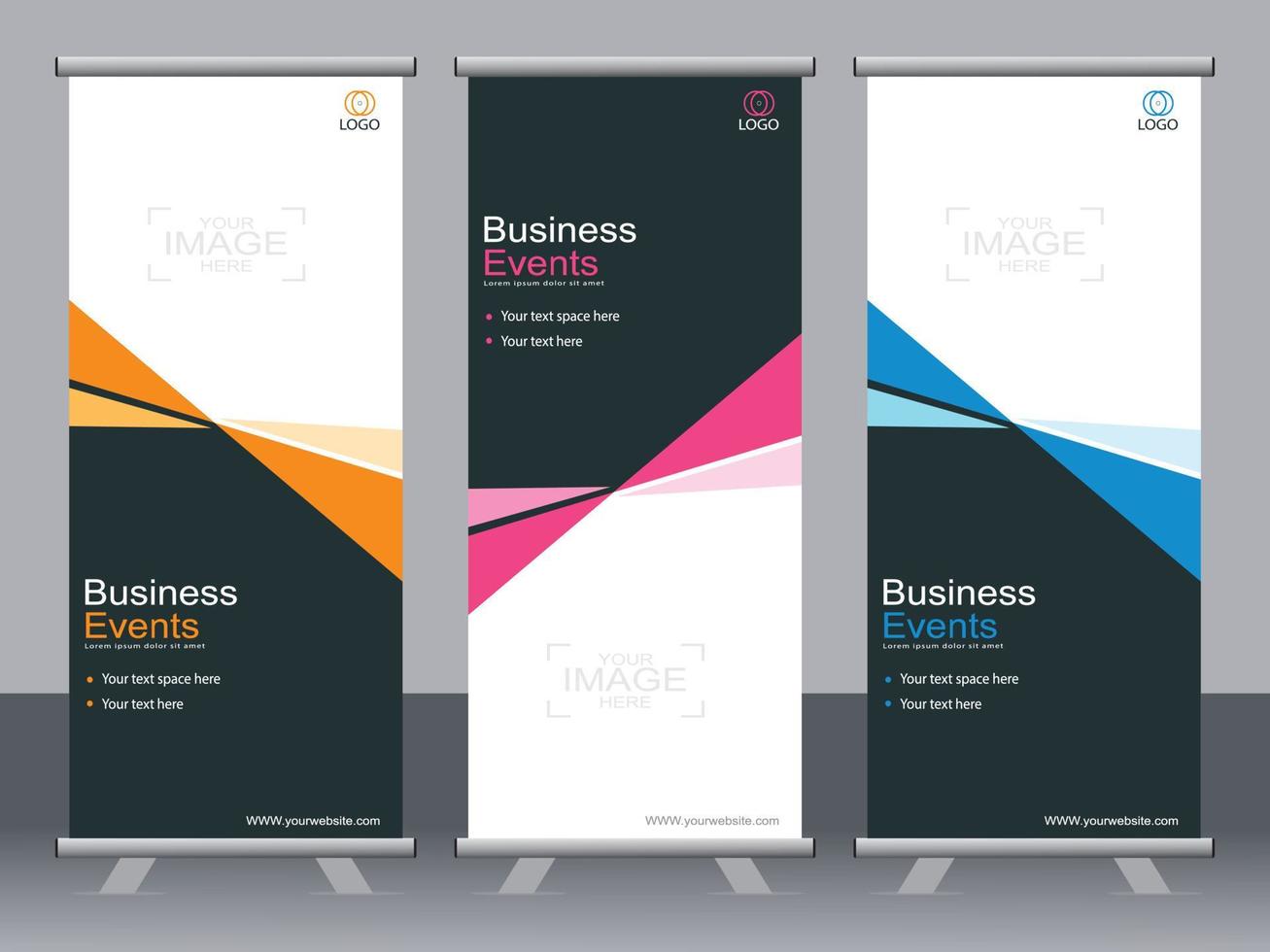Business banner roll up set standee banner template. vector