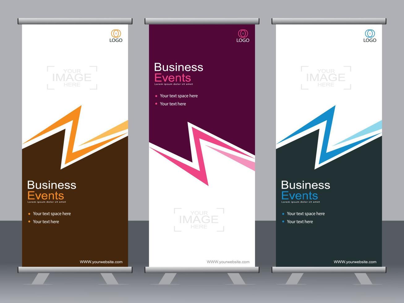 Business banner roll up set standee banner template. vector