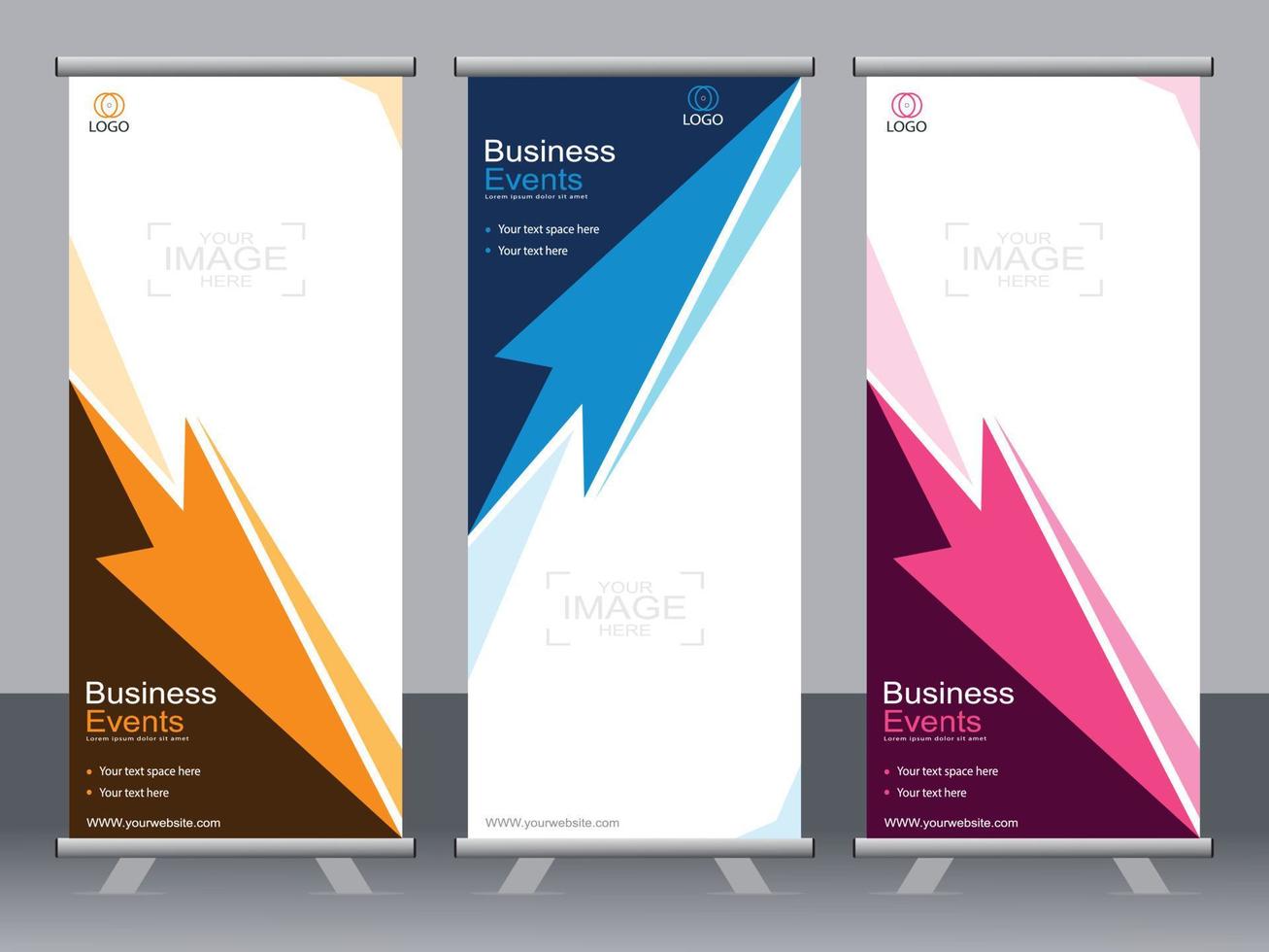 Business banner roll up set standee banner template. vector