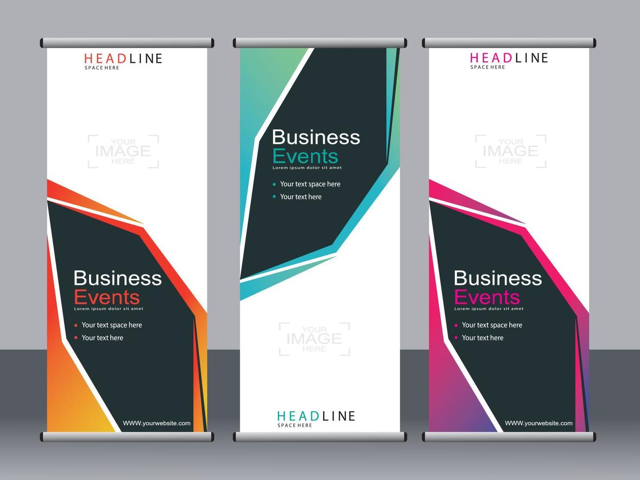 Business banner roll up set standee banner template. vector